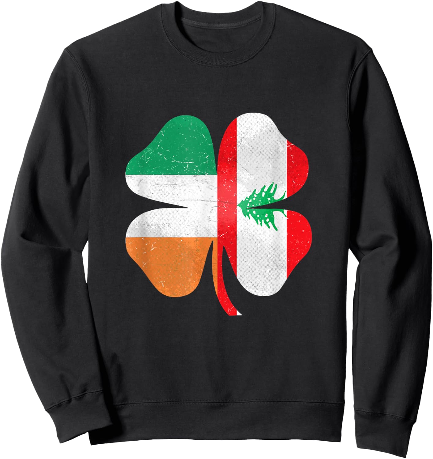Lebanese Irish Shamrock Lebanon Ireland St. Patrick's Day Sweatshirt - Sweatshirt | Black