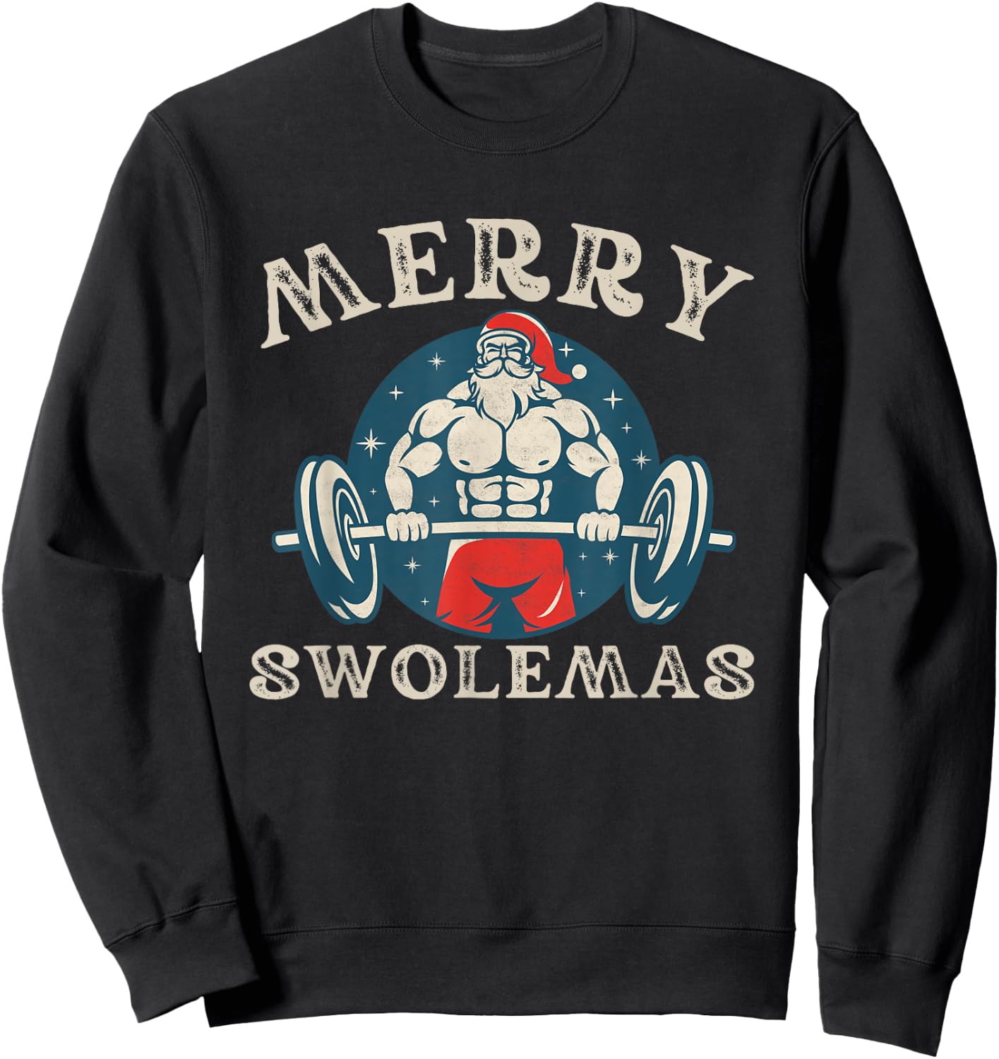 Merry Swolemas Funny bodybuilding Santa Christmas workout Sweatshirt - Sweatshirt | Black