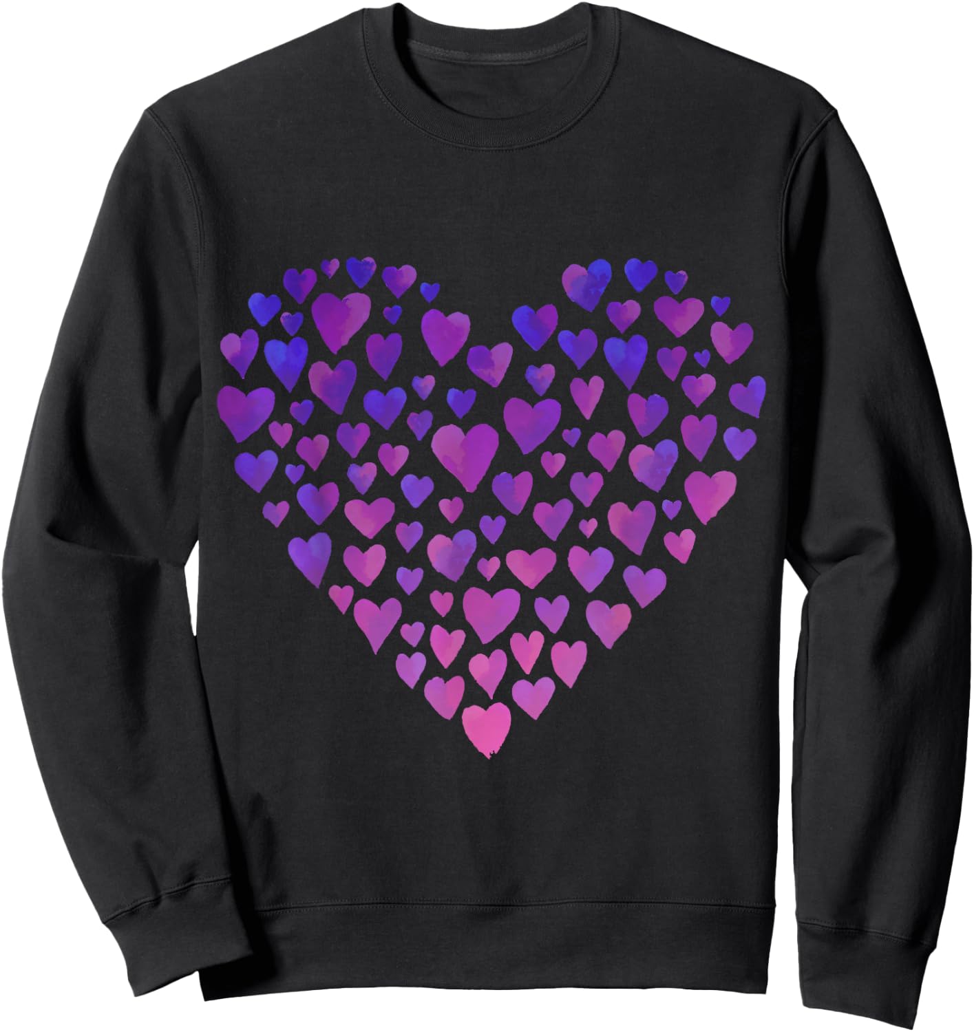 Purple and Pink Ombre Hearts Sweatshirt - Sweatshirt | Black