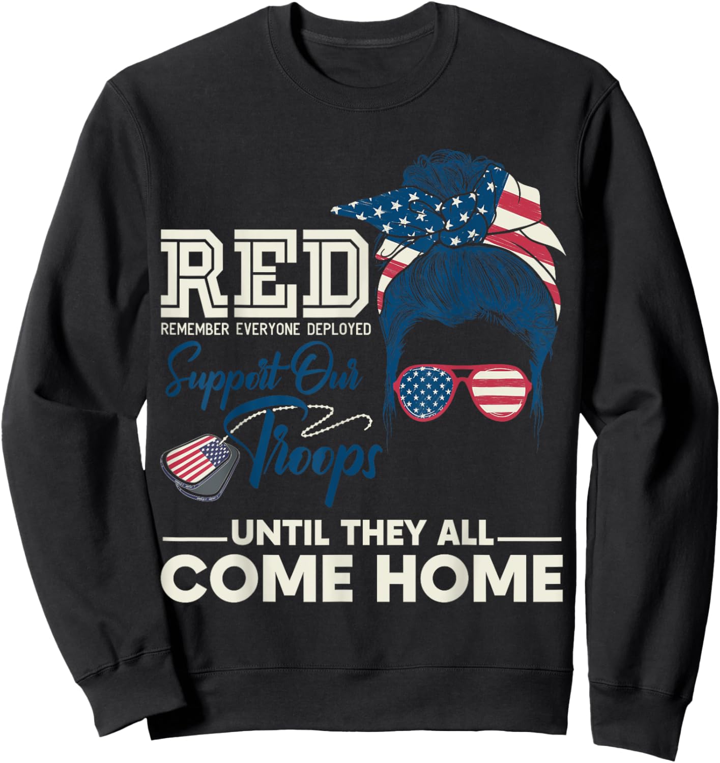 On Friday We Wear Red Friday Military Support Troops Sweatshirt - Sweatshirt | Black