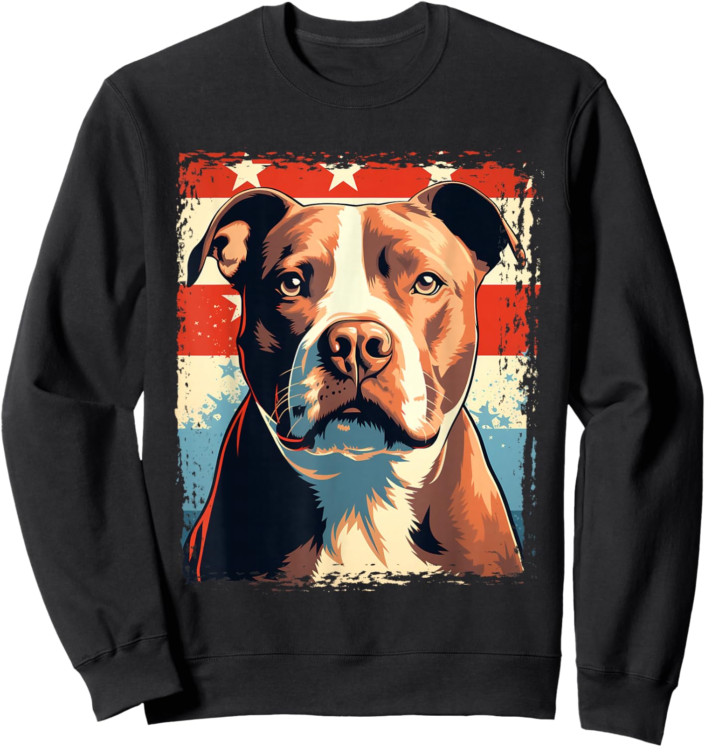 American Pitbull Terrier USA Pop Art Portrait for Dog Owners Sweatshirt - Sweatshirt | Black