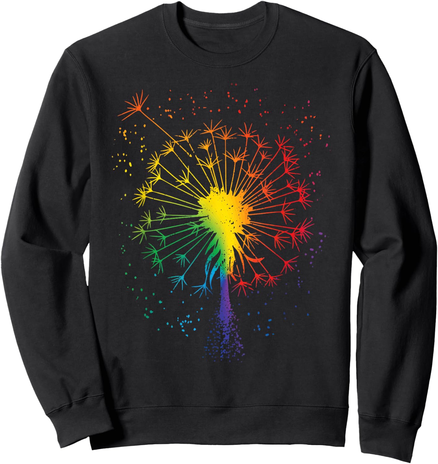 Just Dandelion Dandelion Garden Breathe Rainbow Flower Sweatshirt - Sweatshirt | Black