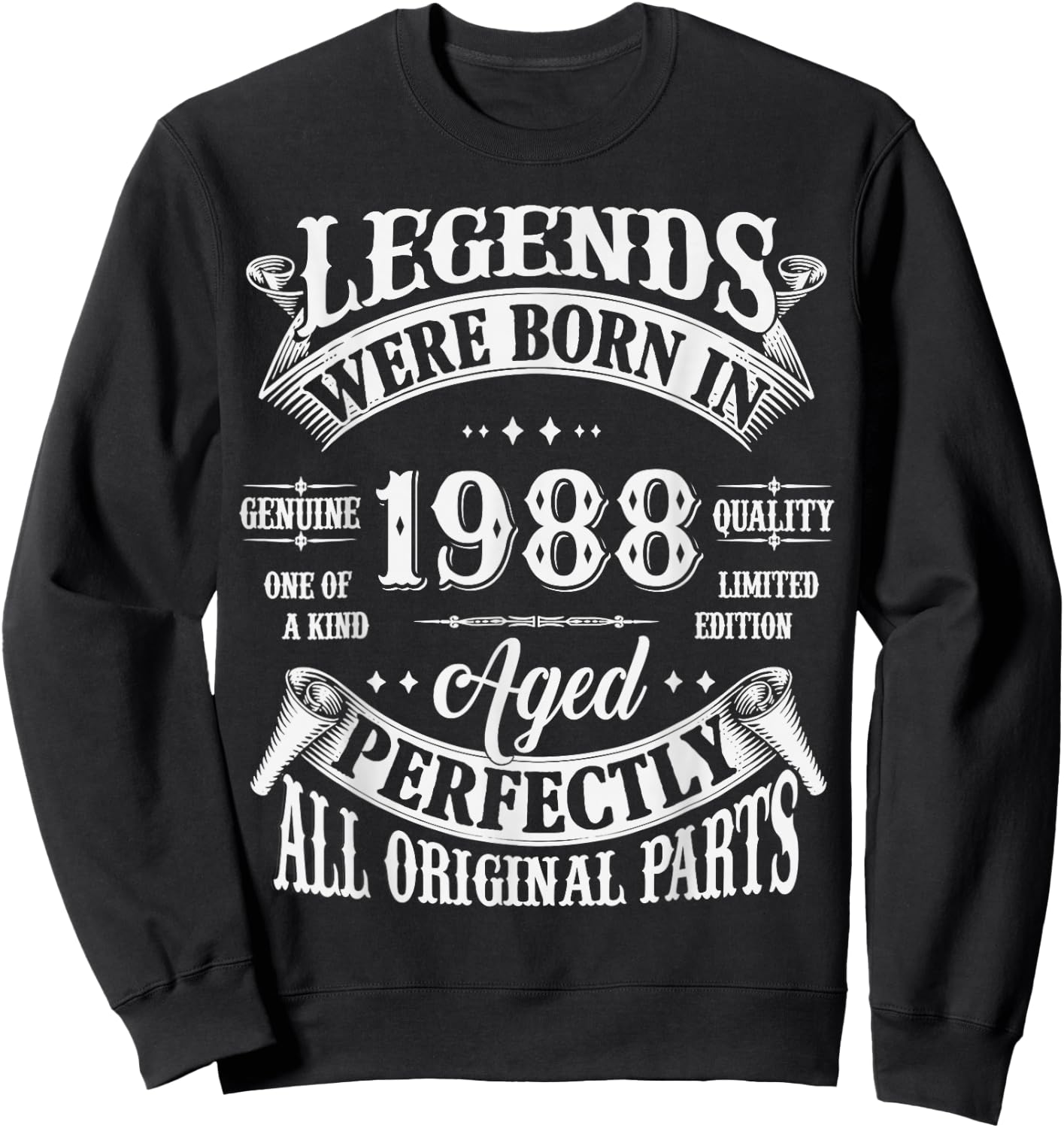 37th Birthday 37 Years Old Vintage Legends Born In 1988 Sweatshirt - Sweatshirt | Black