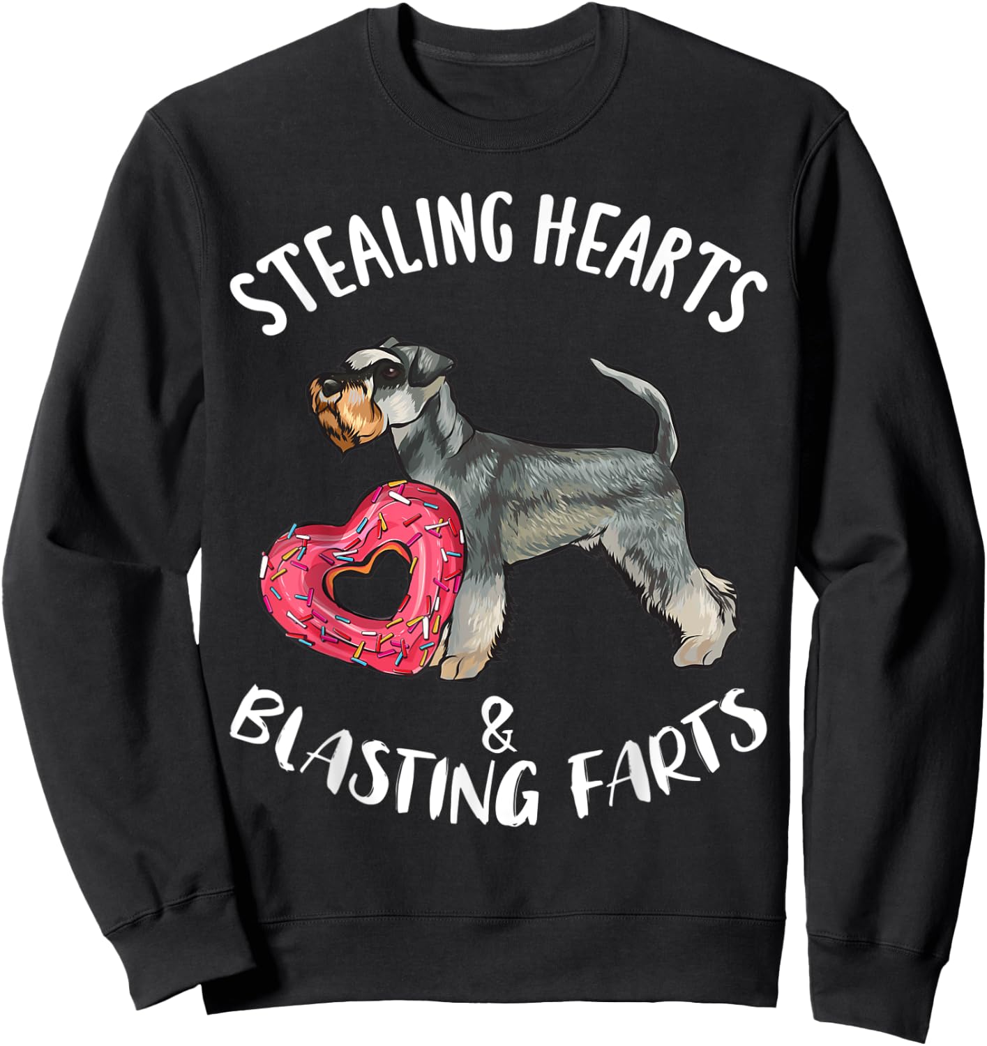 Stealing Hearts Blasting Farts Miniature Schnauzer Dog Men Women Kids Sweatshirt - Sweatshirt | Black