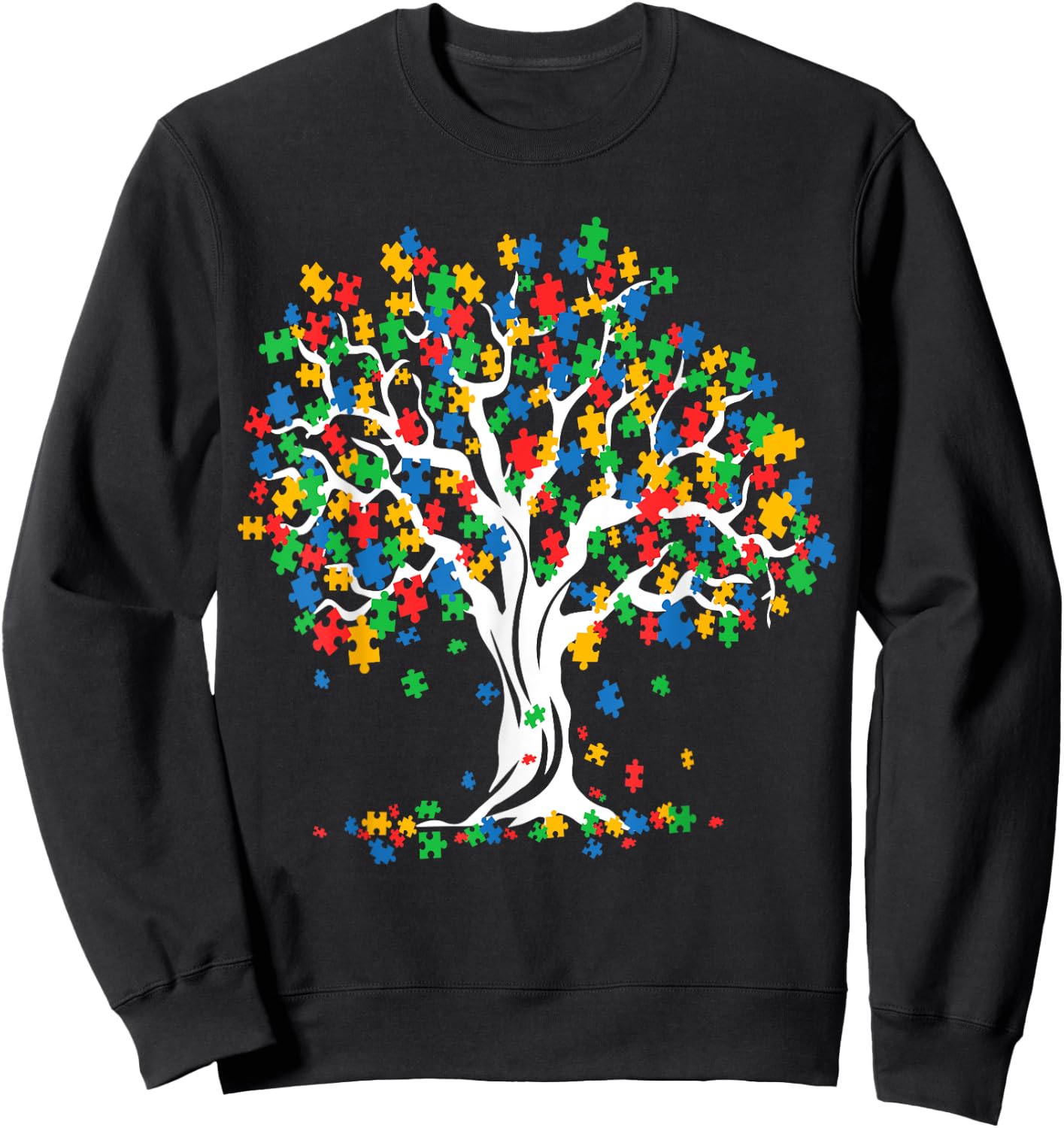Tree Of Life Autism Awareness Month Funny ASD Supporter Gift Sweatshirt - Sweatshirt | Black