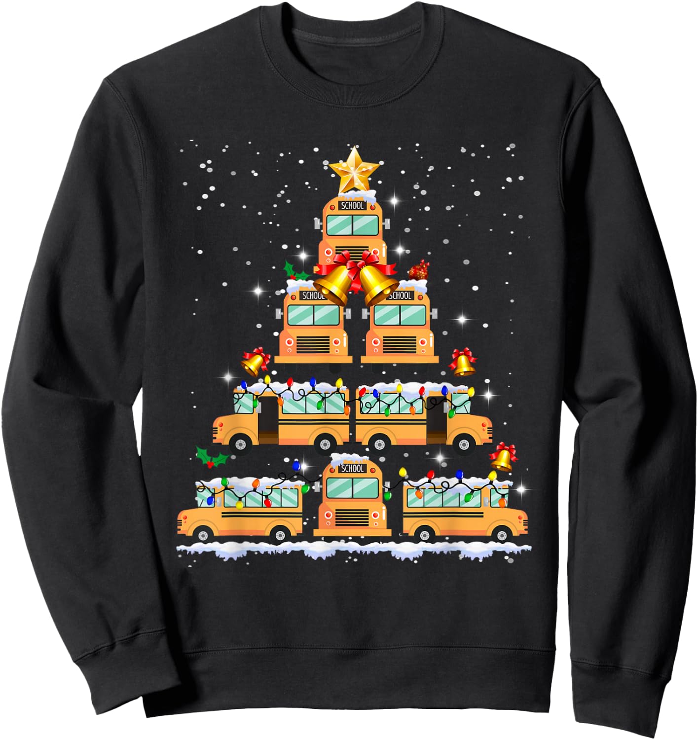 Funny School Bus Christmas Tree Sweatshirt - Sweatshirt | Black