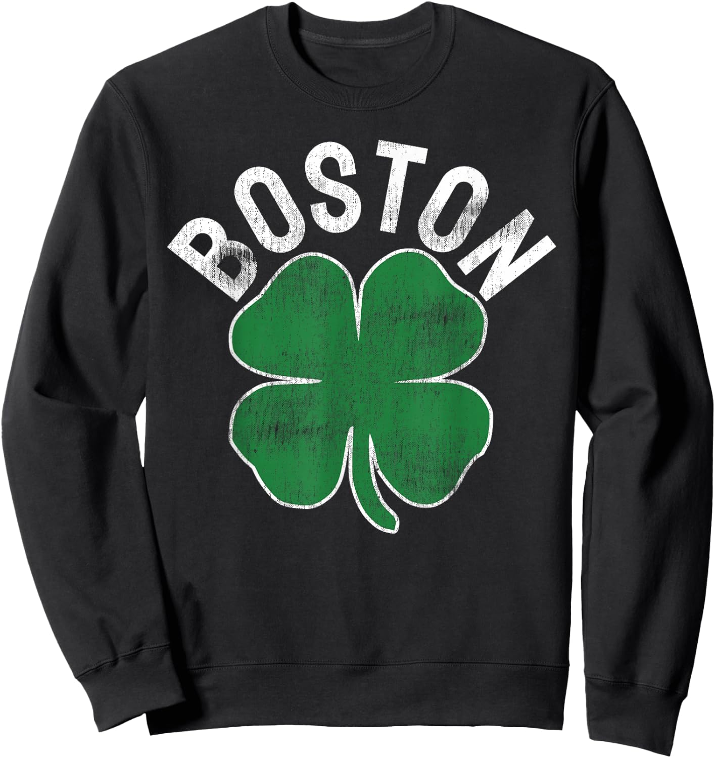Shamrock Massachusetts Boston ST Patricks Day Irish Green Sweatshirt - Sweatshirt | Black
