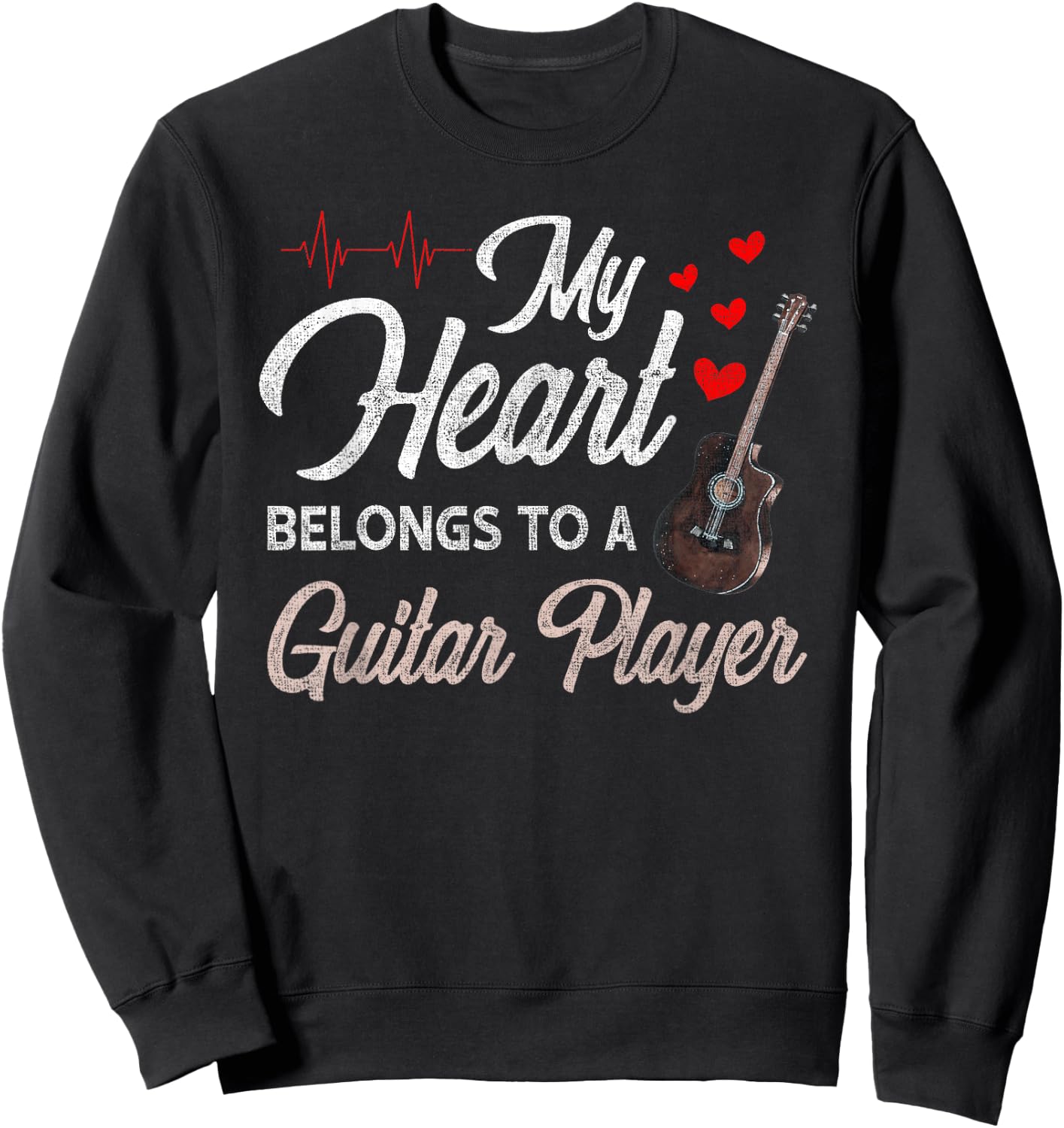 I Love My Guitar Player Husband Wife Gifts Valentines Sweatshirt - Sweatshirt | Black