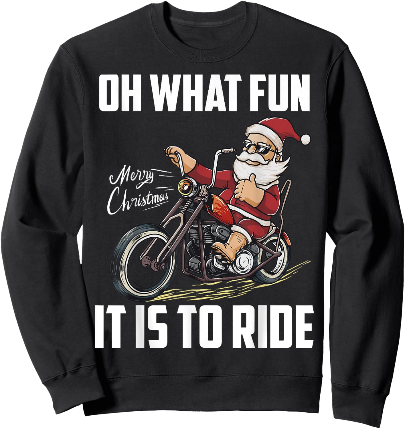 Santa Claus Driving Motorcycle Biker Christmas Motorcyclist Sweatshirt - Sweatshirt | Black