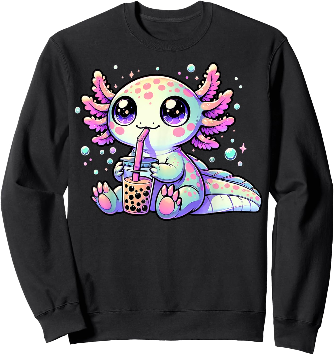 Axolotl Bubble Boba Tea Kawaii Anime Gifts Women, Men, Kids Sweatshirt - Sweatshirt | Black