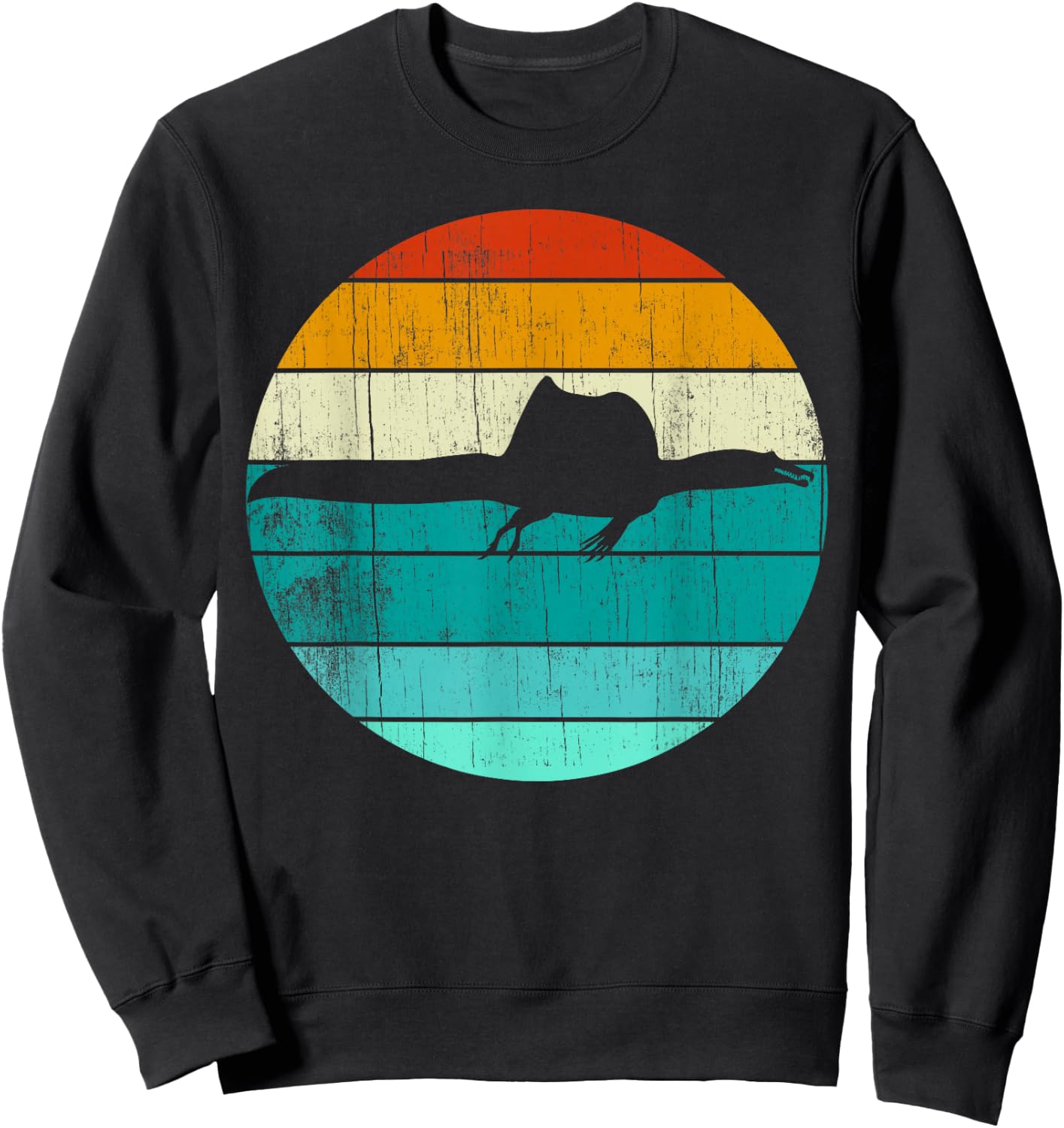 Spinosaurus Vintage Retro Sunset - Dinosaur Lover Sweatshirt - Sweatshirt | Black