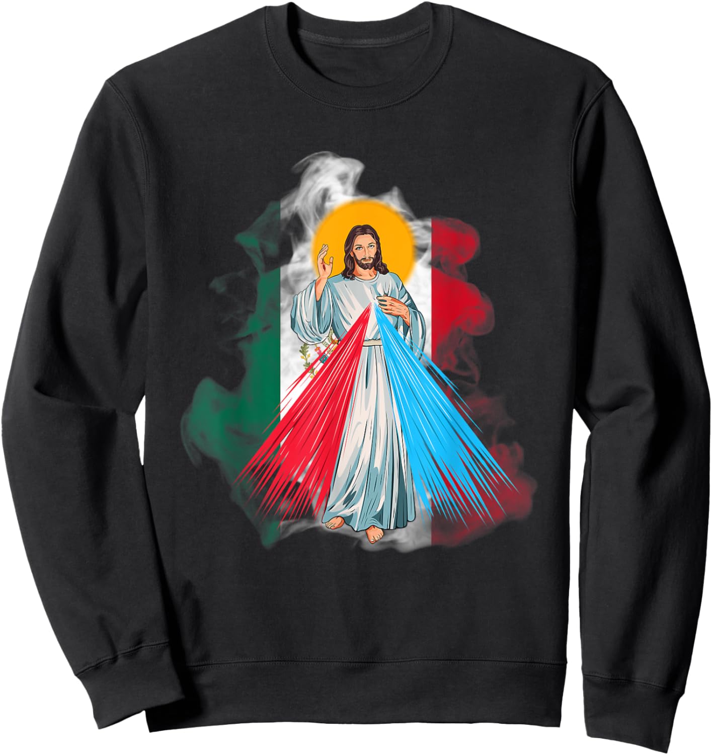 Mercy of JESUS CHRIST with the flag of Mexico. Christian Sweatshirt - Sweatshirt | Black