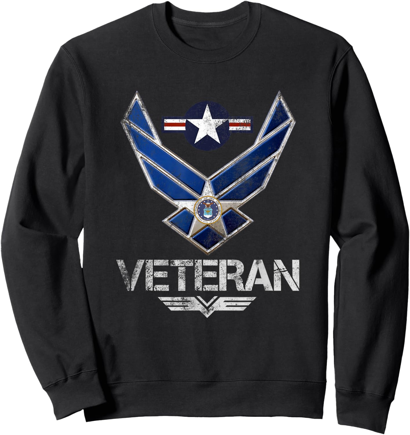 U.S Air Force Veteran USAF Flag Vintage Veterans Day Gift Sweatshirt - Sweatshirt | Black