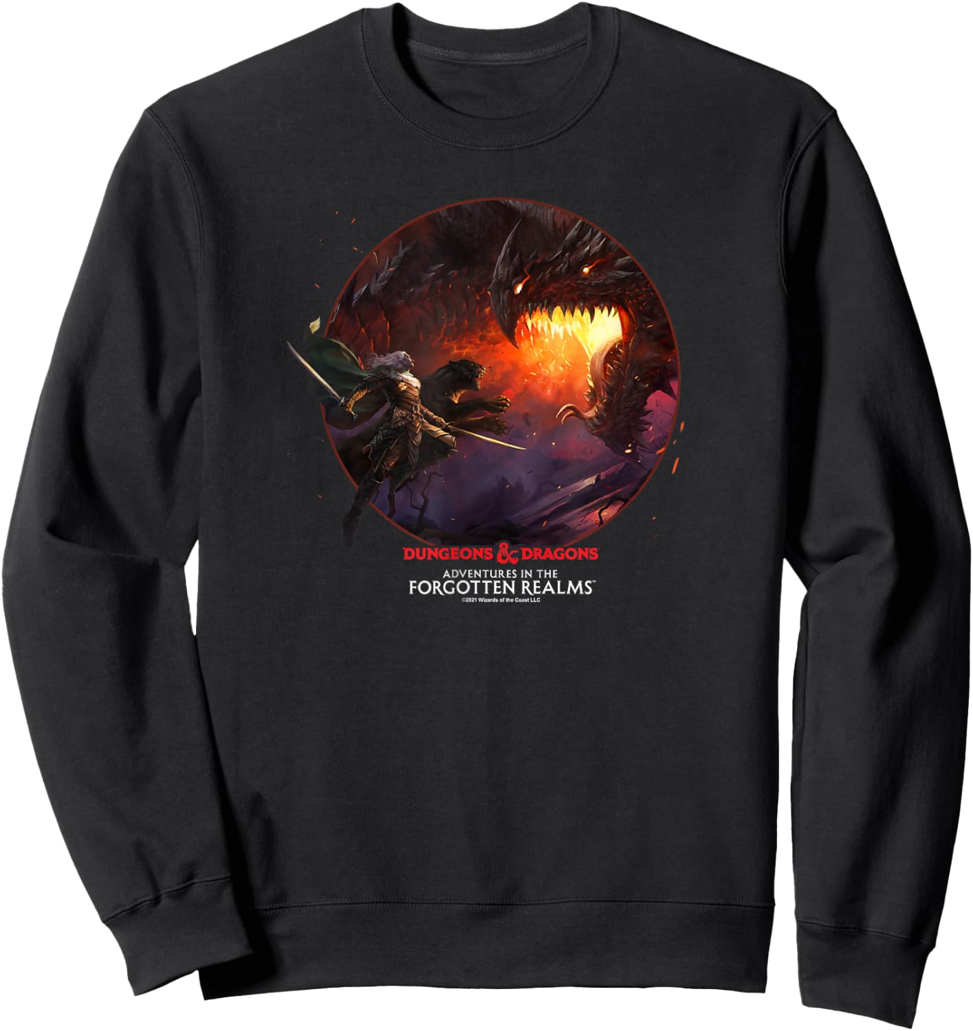 Magic: The Gathering D&D Drizzt Do'Urden Dragon Fight Sweatshirt - Sweatshirt | Black