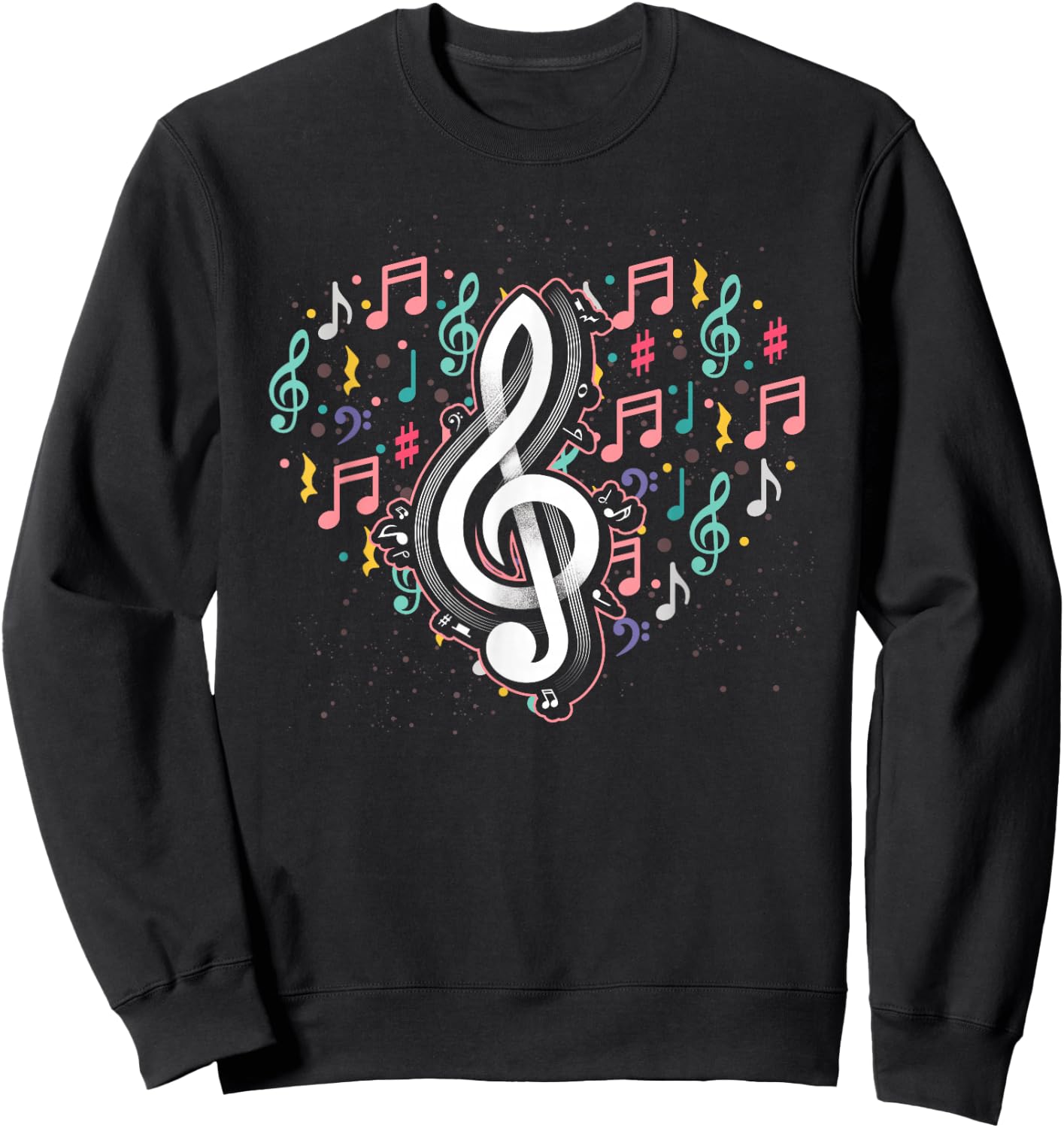 Music Lover Treble Clef Heart Music Notes Musician Music Sweatshirt - Sweatshirt | Black
