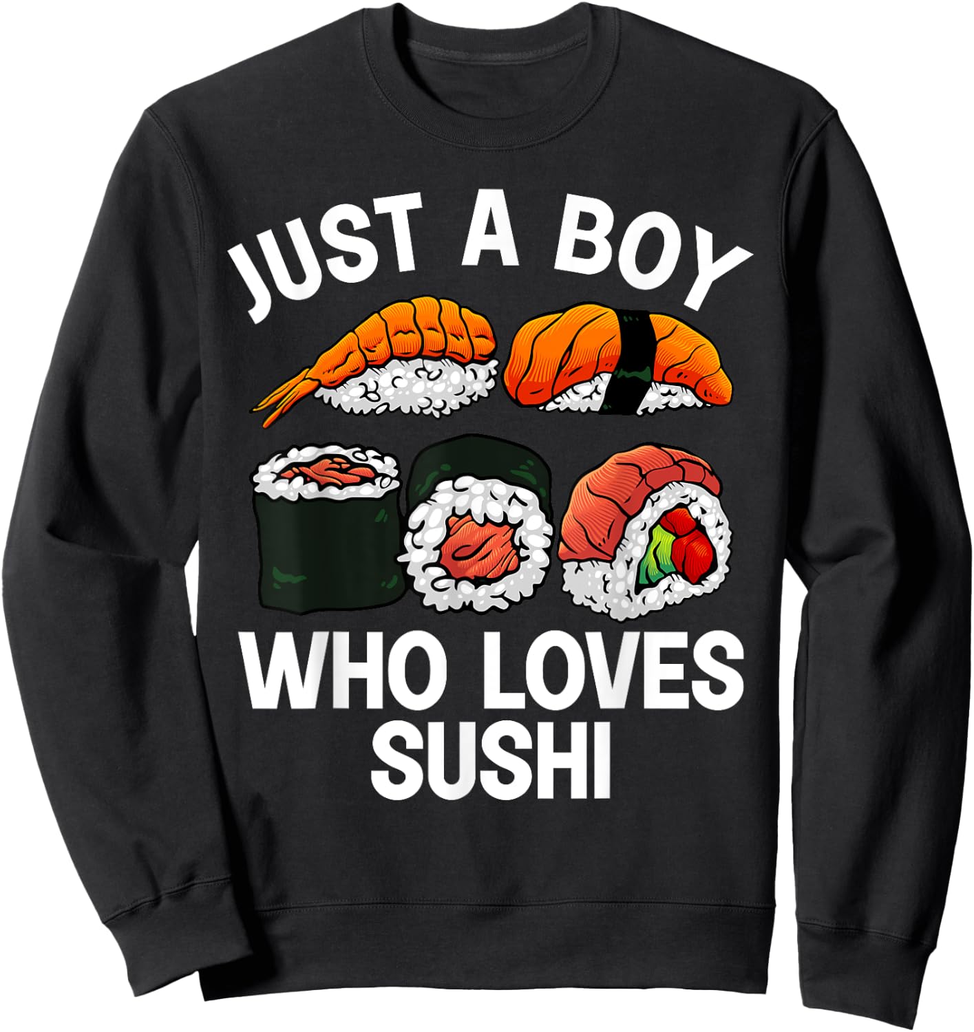 Cute Sushi Design Boys Japanese Sushi Roll Lover Sweatshirt - Sweatshirt | Black