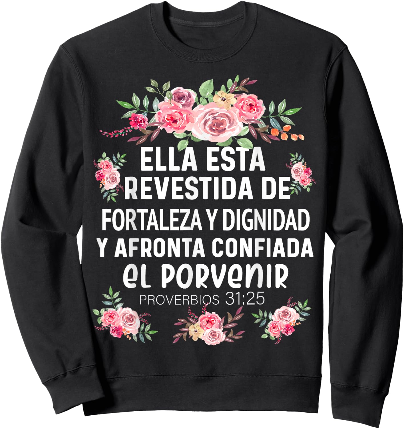 Camiseta cristiana en espanol Versiculo Spanish Christians Sweatshirt - Sweatshirt | Black