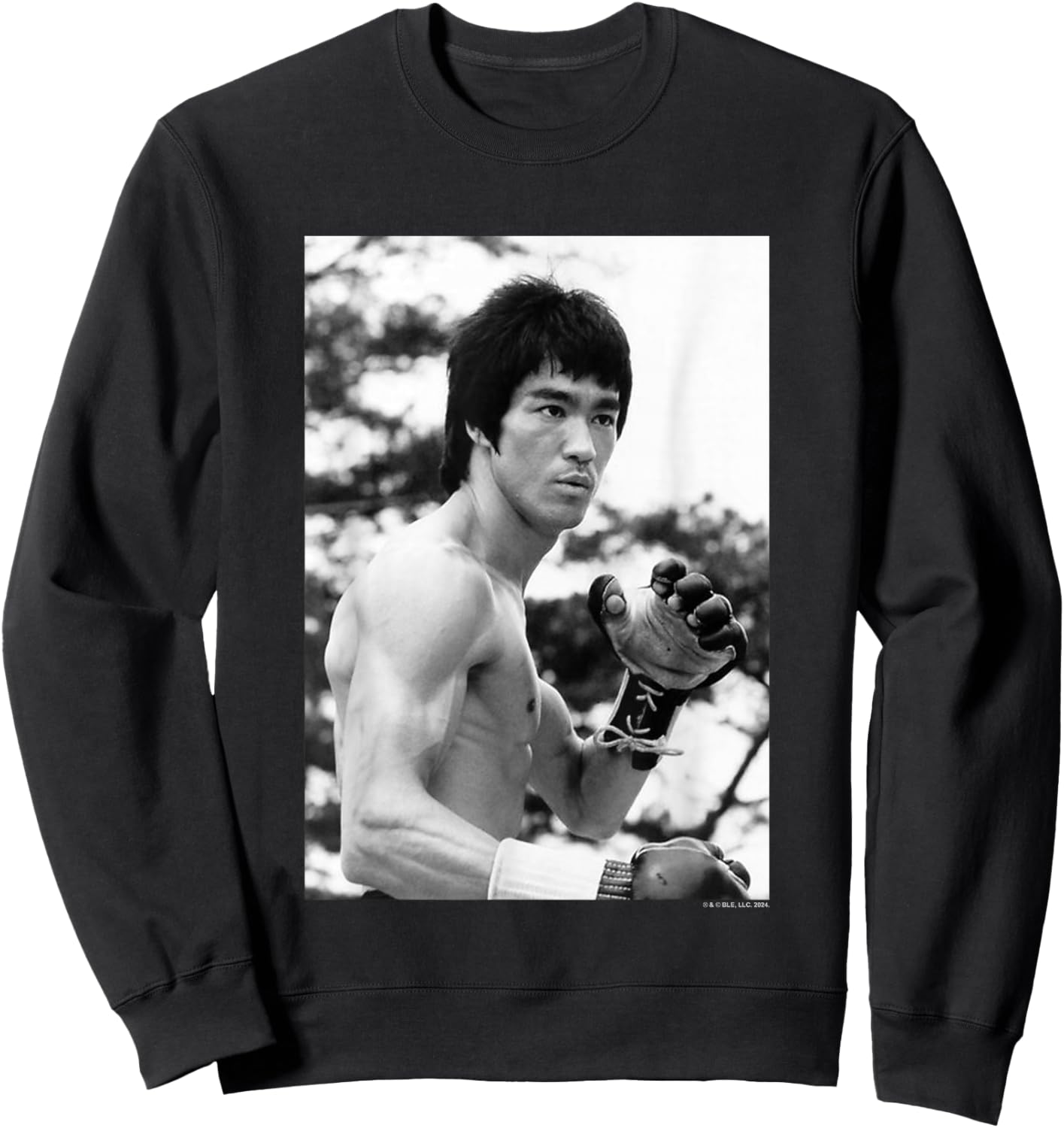Bruce Lee On Guard Black & White Vintage Poster Sweatshirt - Sweatshirt | Black