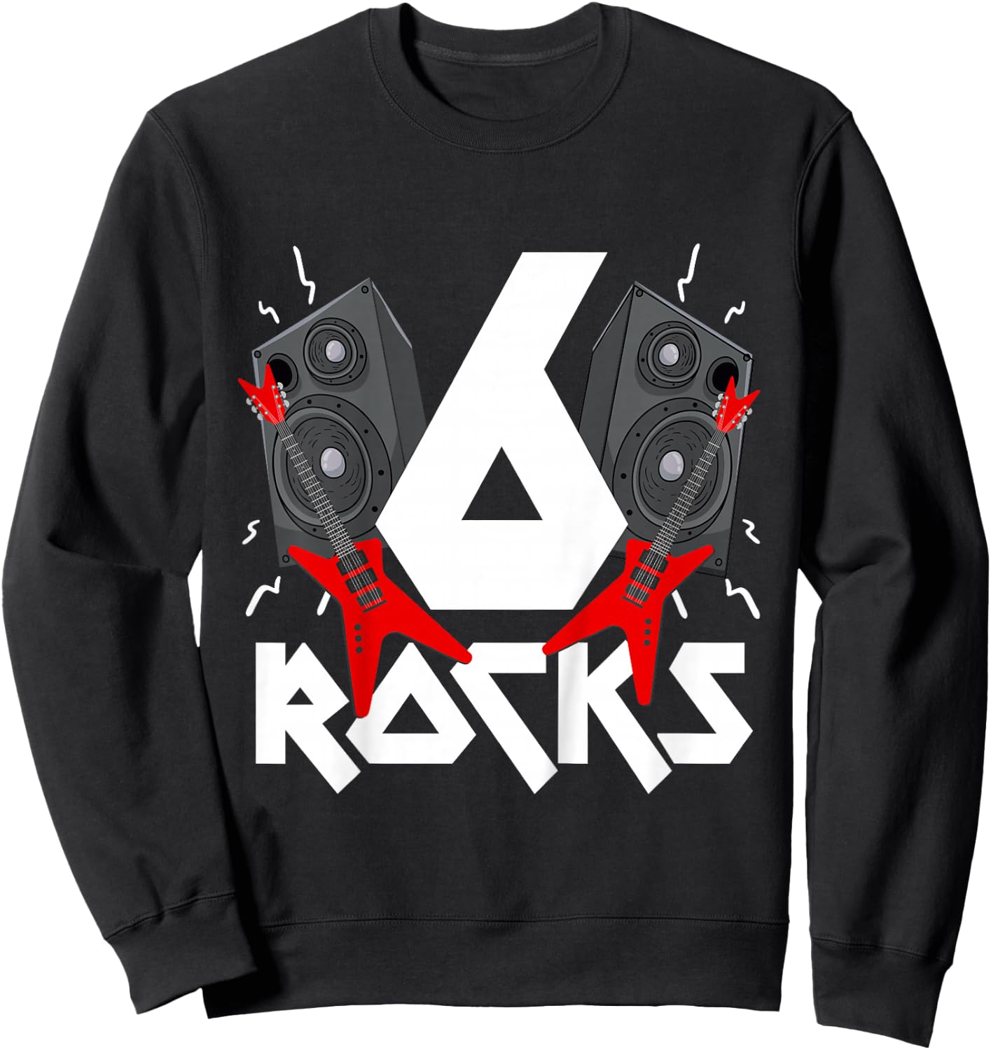 6 Rocks Birthday Party 6 Year Old Rock N Roll Star 6th Gift Sweatshirt - Sweatshirt | Black