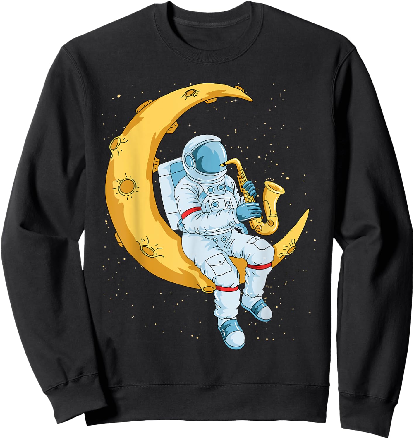 Saxophone Player Astronaut Saxophonist Moon Jazz Musician Sweatshirt - Sweatshirt | Black