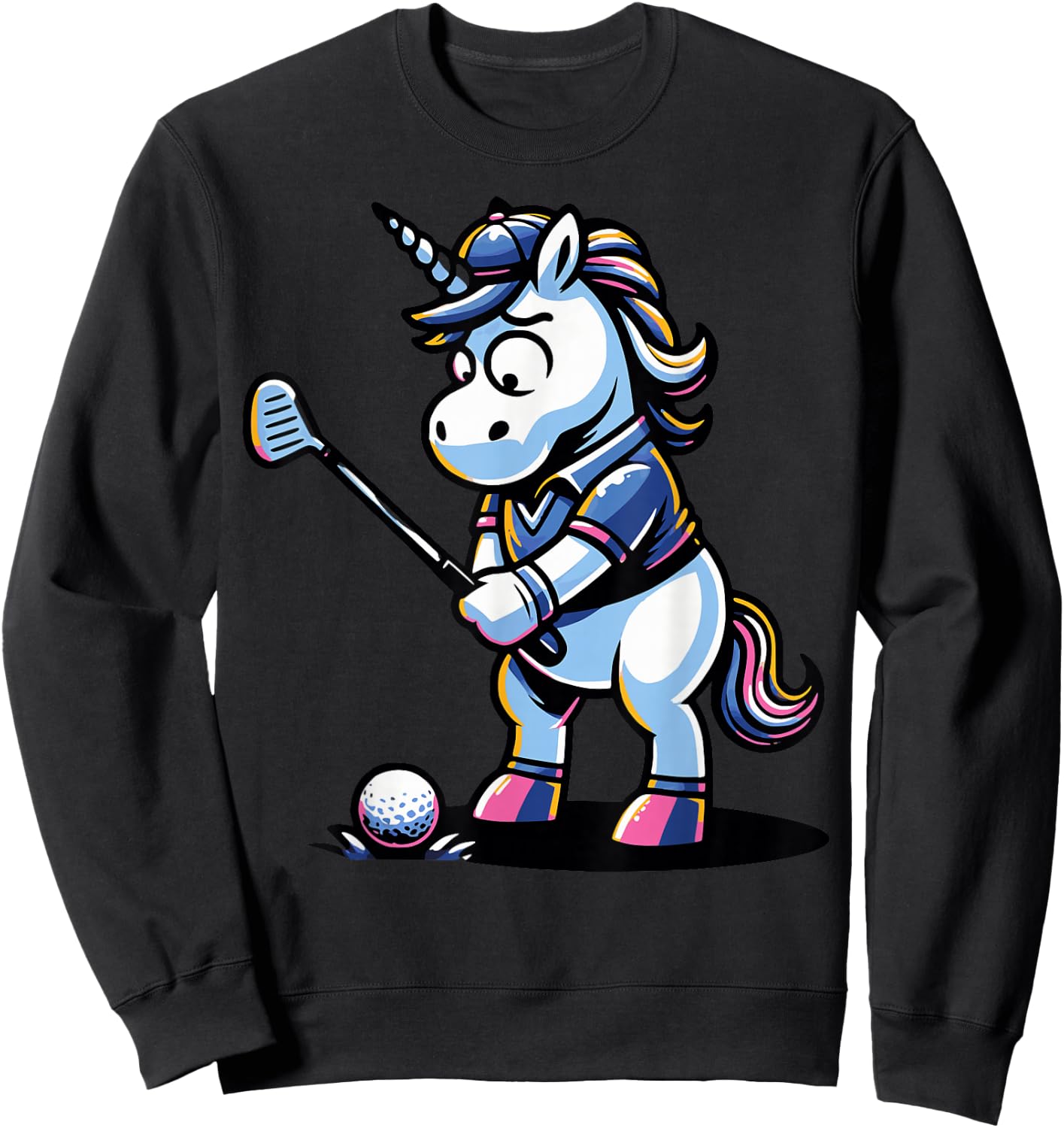 Golfer Unicorn Golfing Unicorns Unicorn Golf Sweatshirt - Sweatshirt | Black