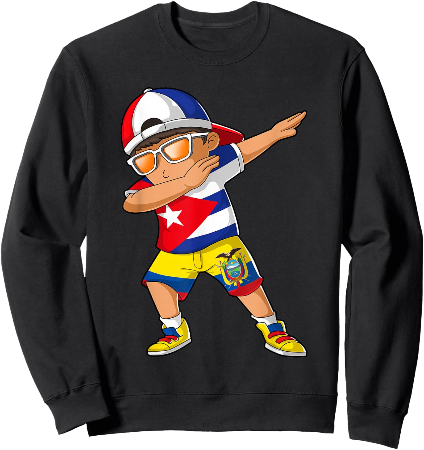 Half Cuban Half Ecuadorian Boy Kid Cuba Ecuador Flag Sweatshirt - Sweatshirt | Black