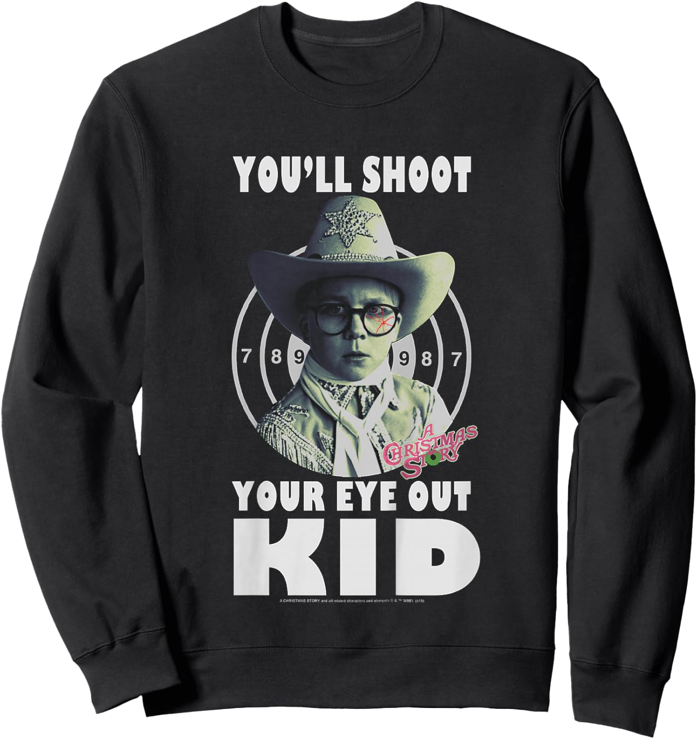 Kids A Christmas Story Ralphie You'll Shoot Your Eye Out Kid Sweatshirt - Sweatshirt | Black