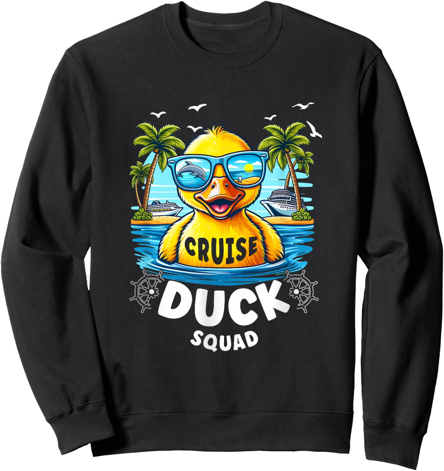 Funny Duck Cruise Rubber Duck Squad Vaction Cruise Ship Sweatshirt - Sweatshirt | Black