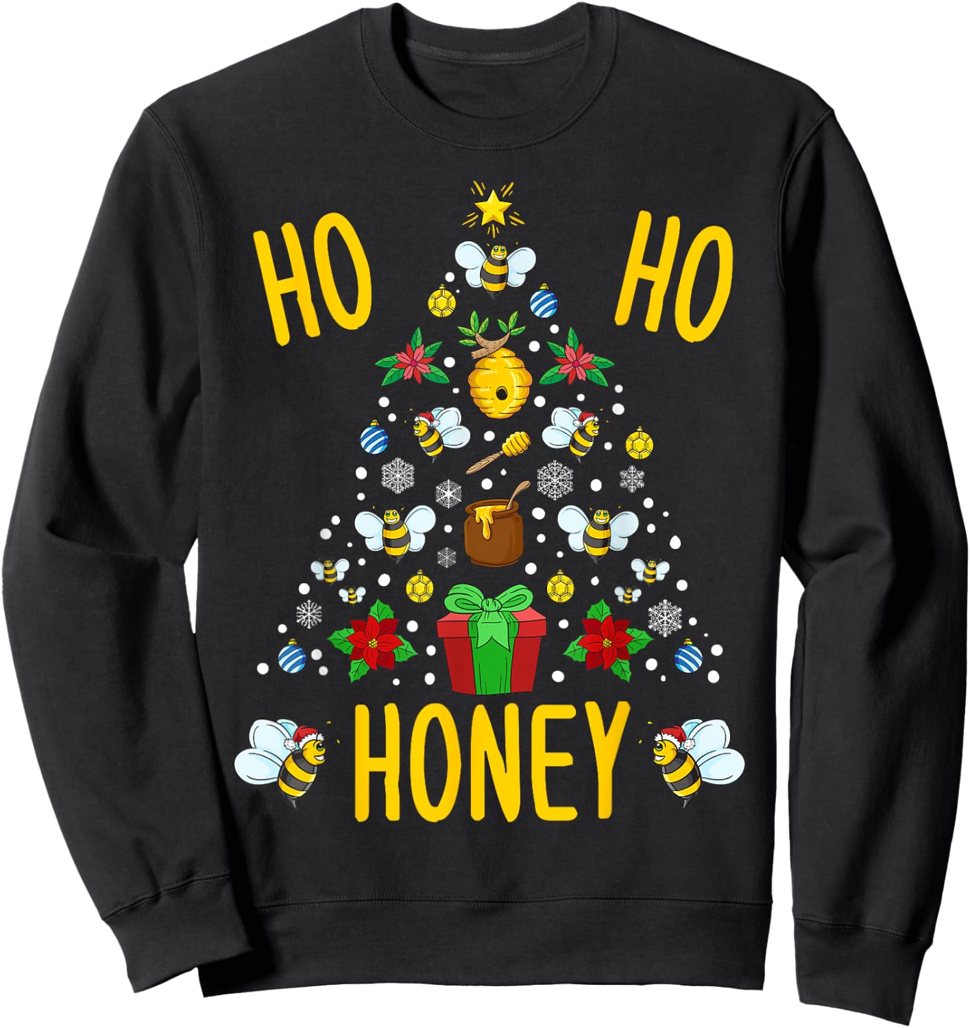 Ho Ho Honey Bees Beekeeping Christmas Beekeeper Gift Sweatshirt - Sweatshirt | Black