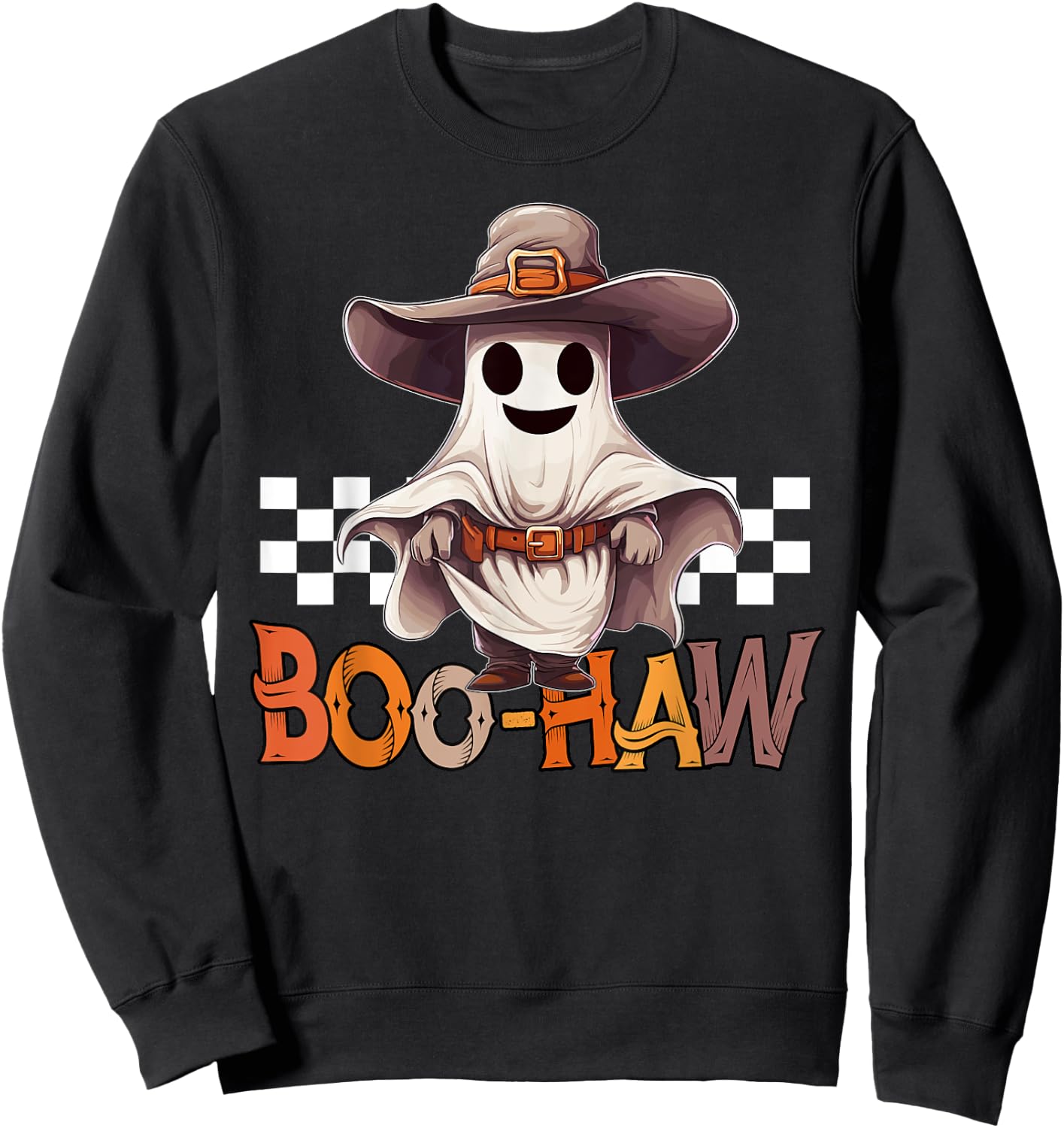 BOO-HAW Cowboy Ghost Country Western Halloween Men Women Sweatshirt - Sweatshirt | Black