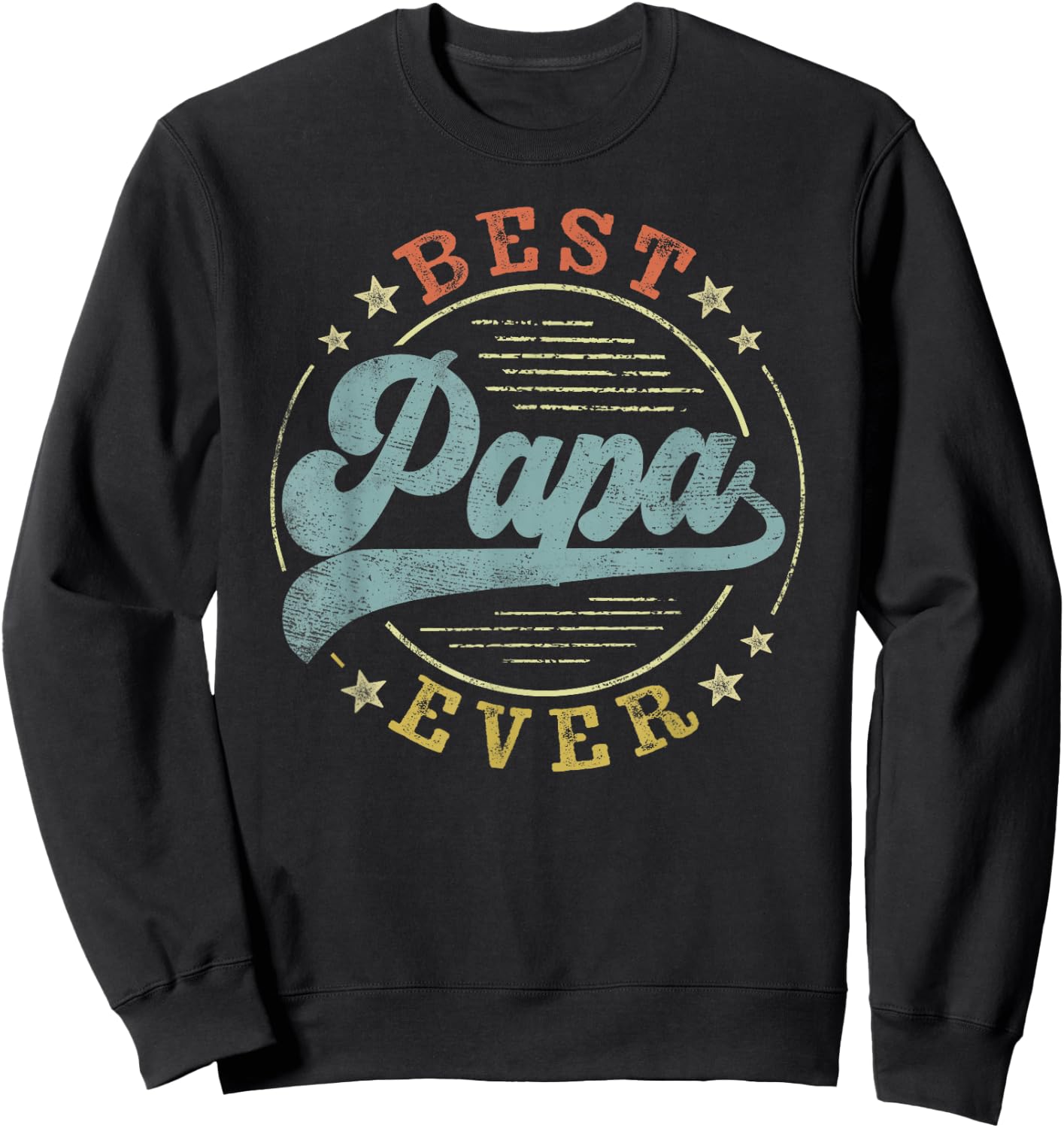 Best Papa Ever Father's Day Papa Gifts Vintage Emblem Sweatshirt - Sweatshirt | Black