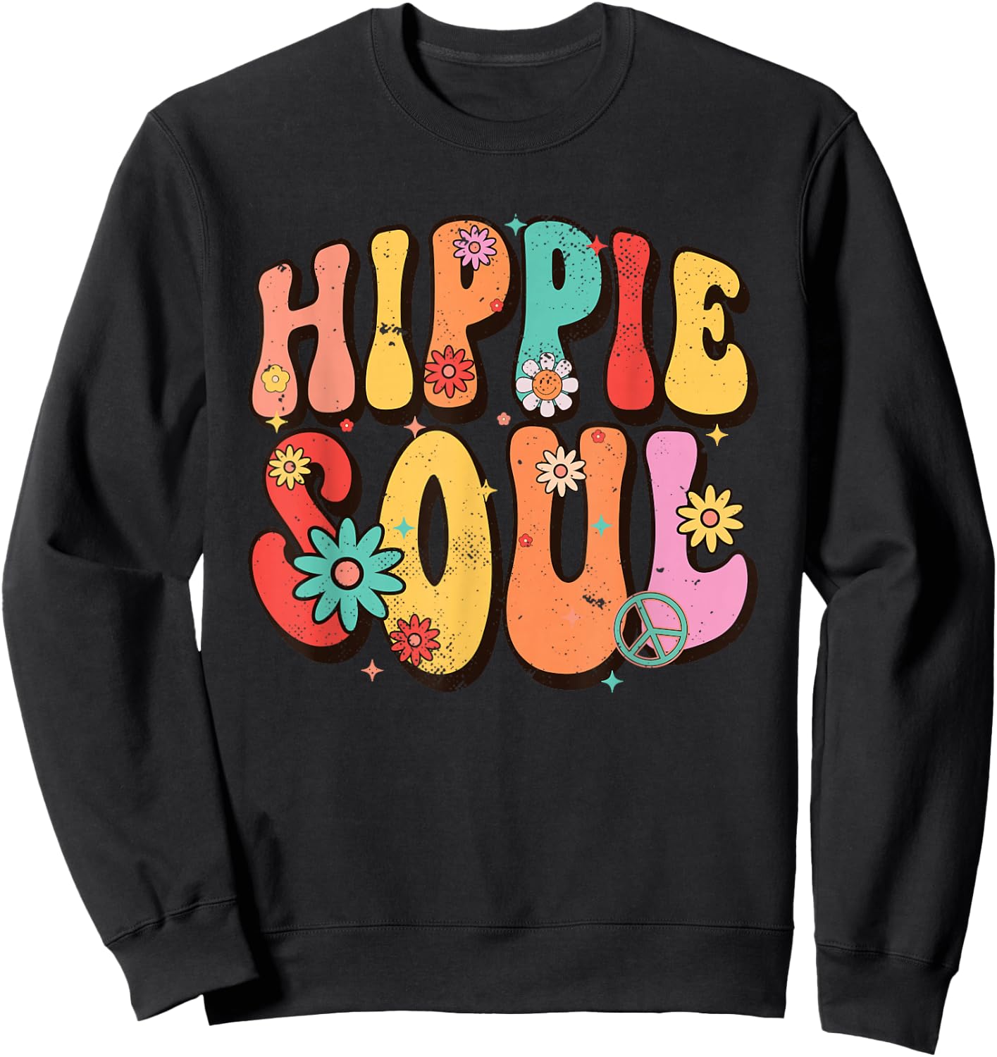 Hippie Soul Groovy Flowers Vintage Hippies Hippie Sweatshirt - Sweatshirt | Black