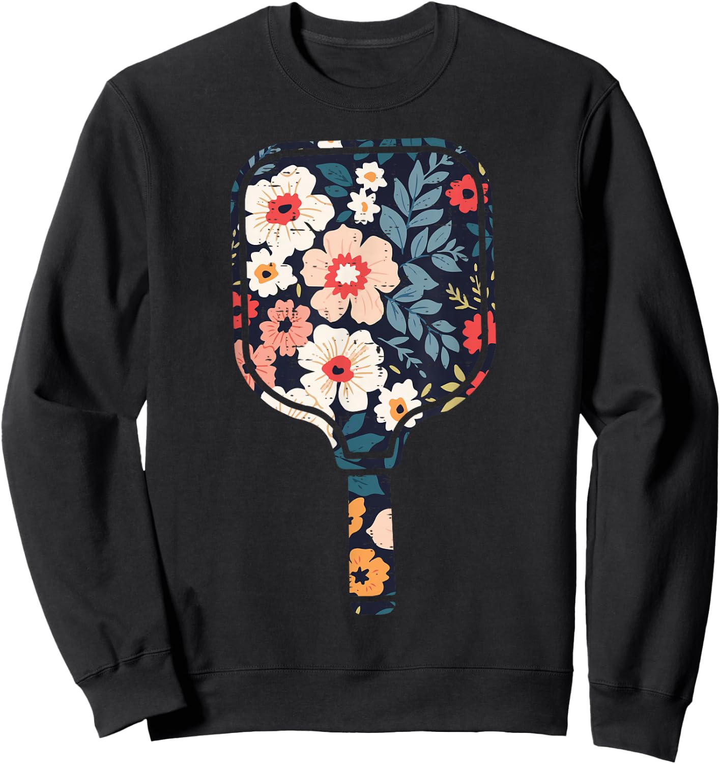 Pickle Ball Paddle Flowers Pickleball Racket Women Girls Kid Sweatshirt - Sweatshirt | Black