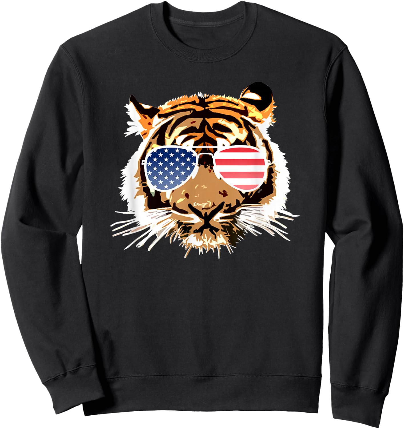 American Tiger 4th of July US Patriotic Pride Kids Men Sweatshirt - Sweatshirt | Black