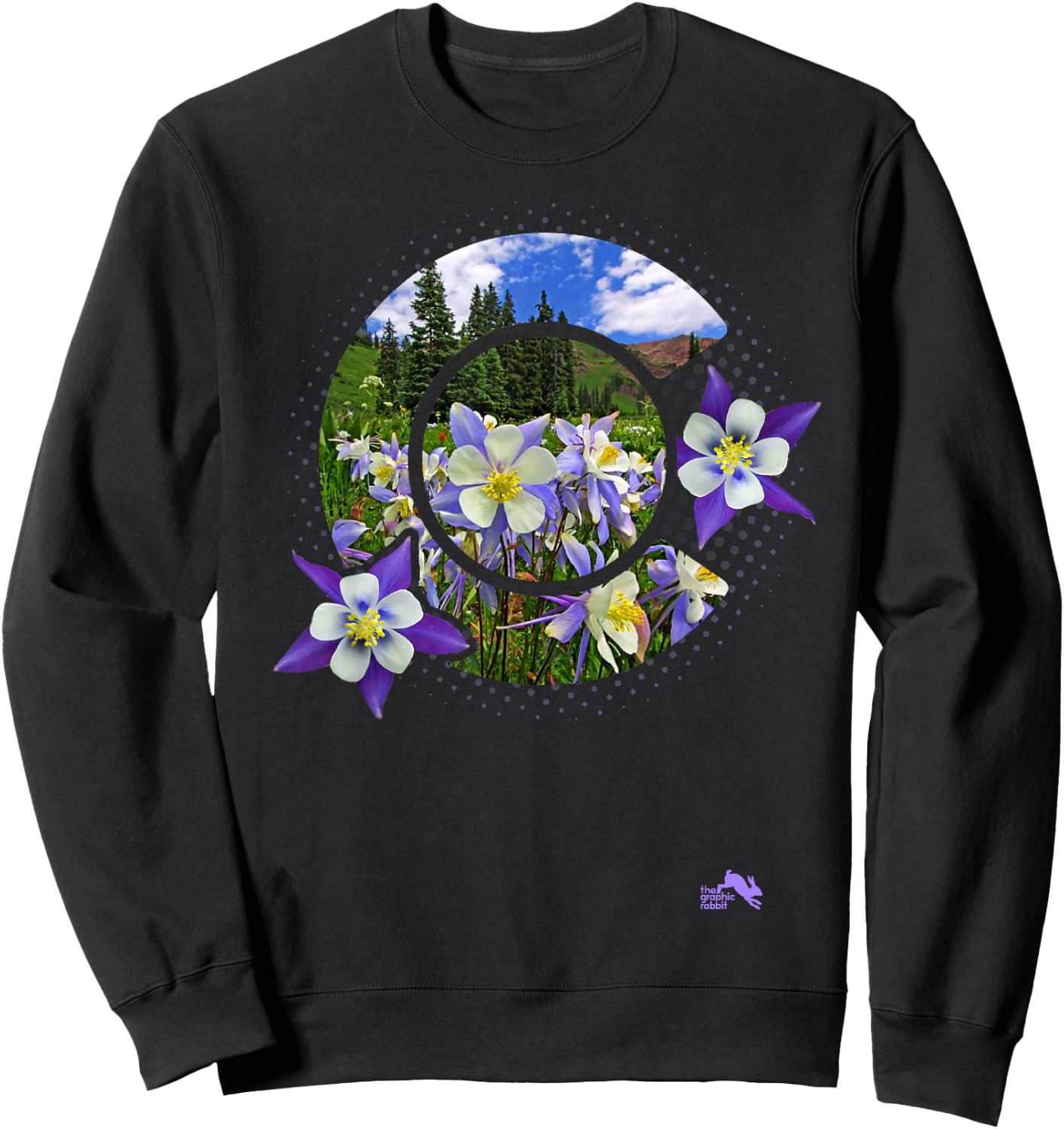 Colorado Columbine Flower - Rocky Mountain Wildflower Sweatshirt - Sweatshirt | Black