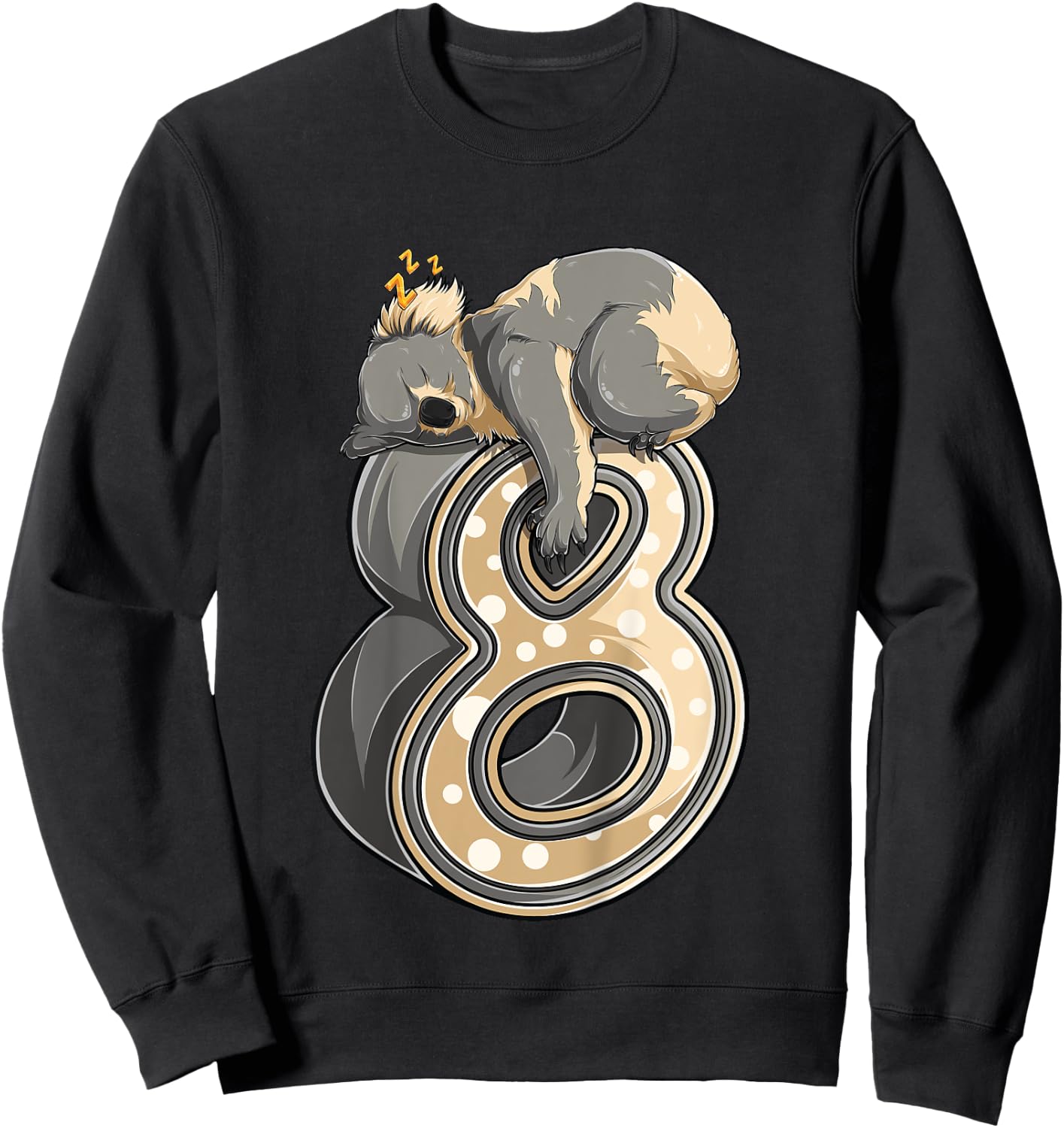 Kids 8 Year Old Koala 8th Birthday Party Animal Koala Lover Sweatshirt - Sweatshirt | Black