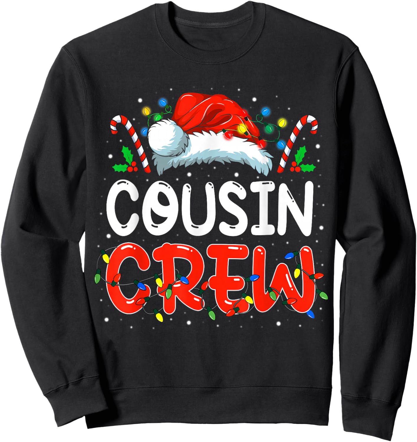 Christmas Cousin Crew Santa Hat Men Women Kids Sweatshirt - Sweatshirt | Black