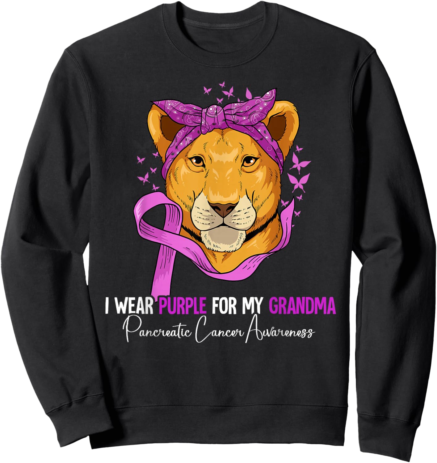 I Wear Purple For My Grandma Pancreatic Cancer Awareness Sweatshirt - Sweatshirt | Black
