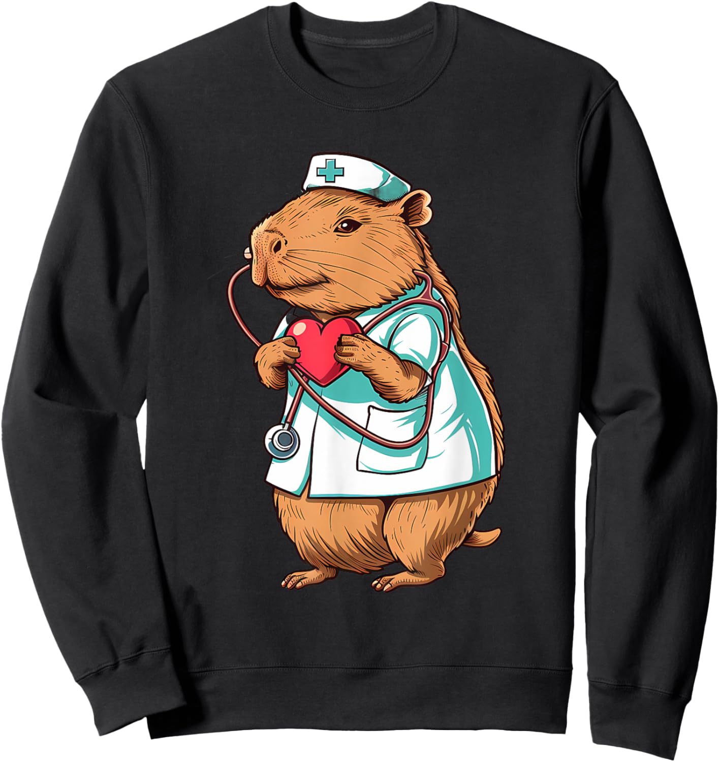 Doctor Capybara Lover Capybara Nurse Healthcare Nursing Sweatshirt - Sweatshirt | Black