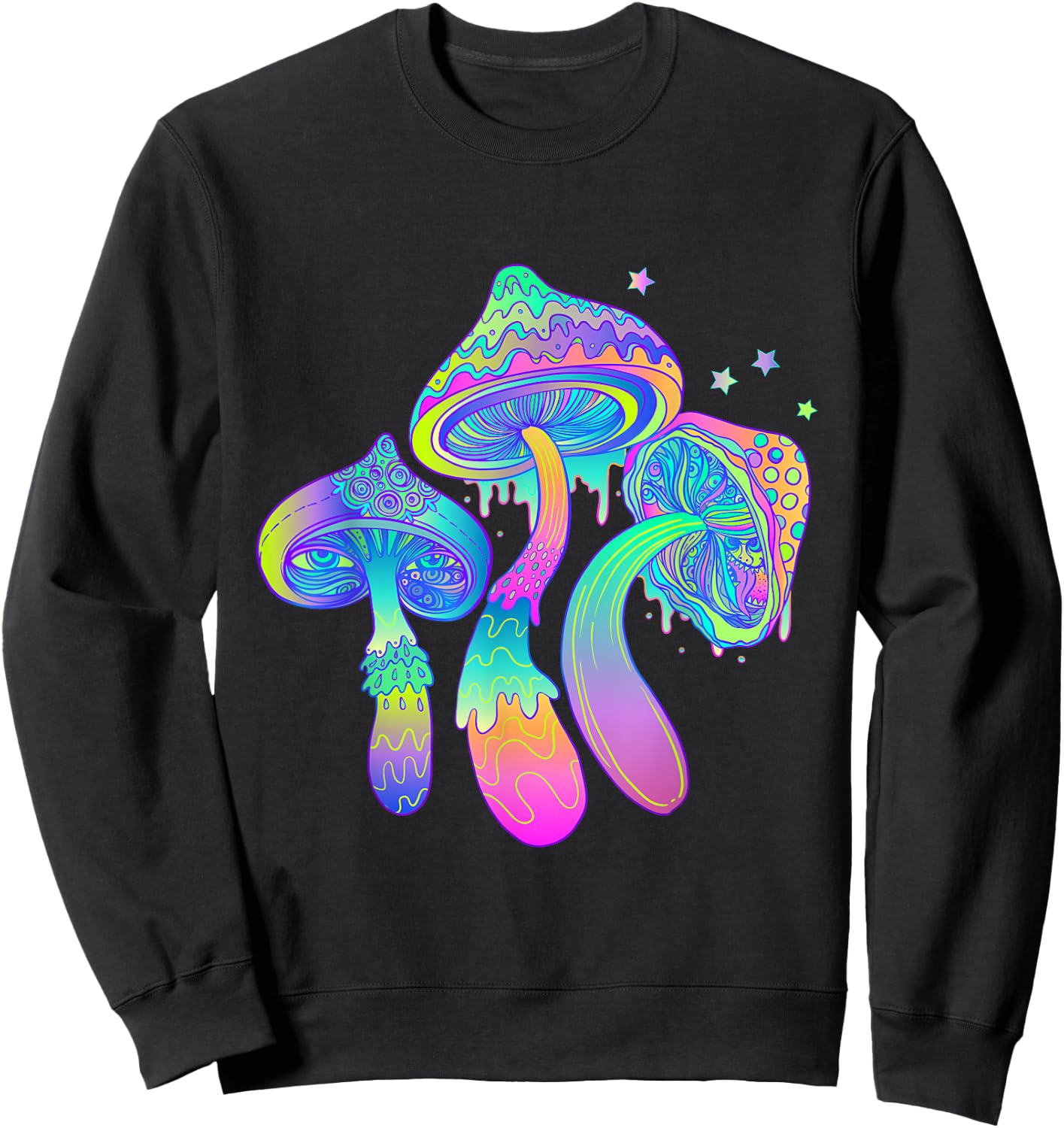 Psychedelic Mushroom Rainbow Mushroom Colourful Trippy Rave Sweatshirt - Sweatshirt | Black