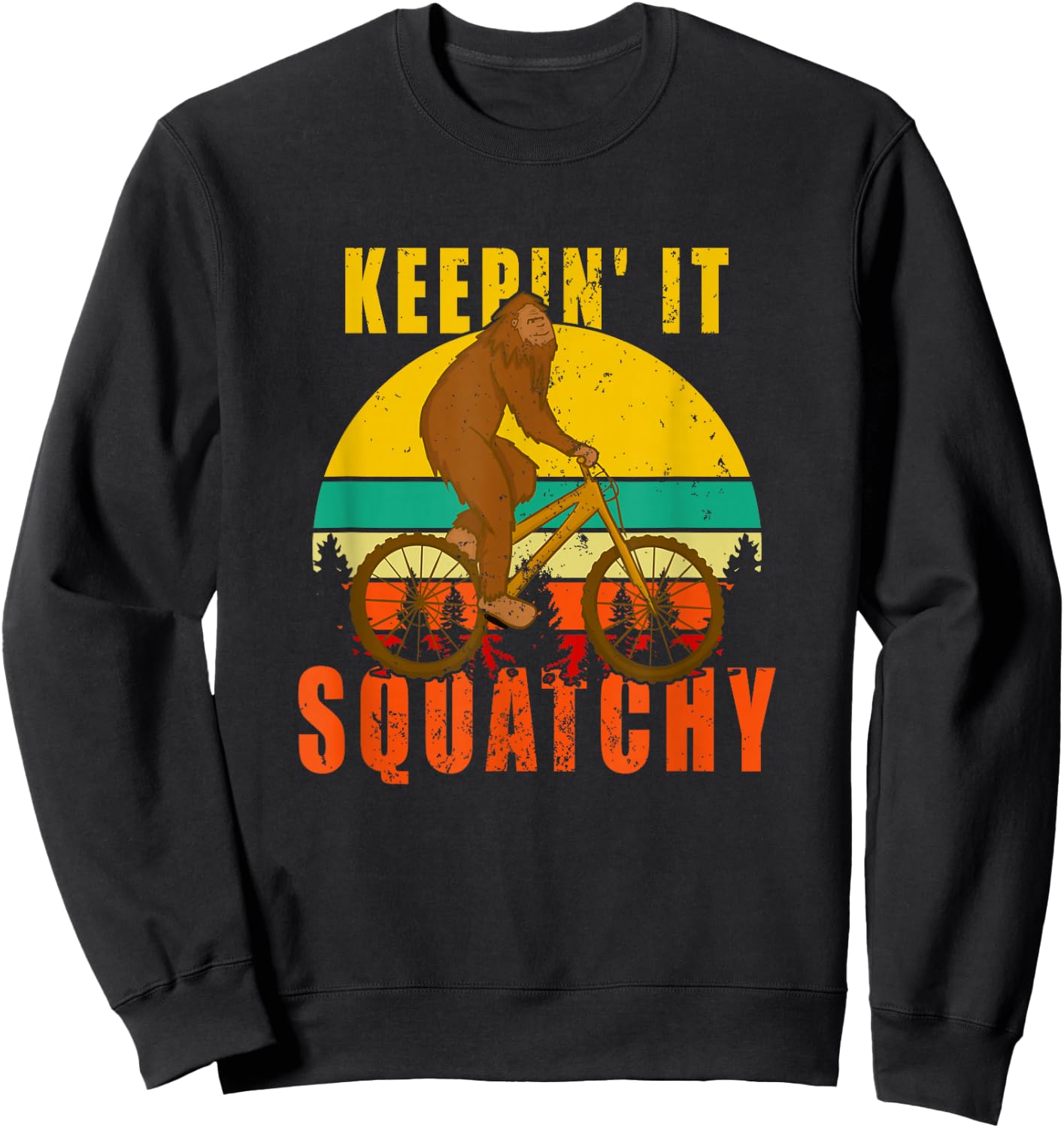 Keepin' It Squatchy Bigfoot Bike Riding Sweatshirt - Sweatshirt | Black