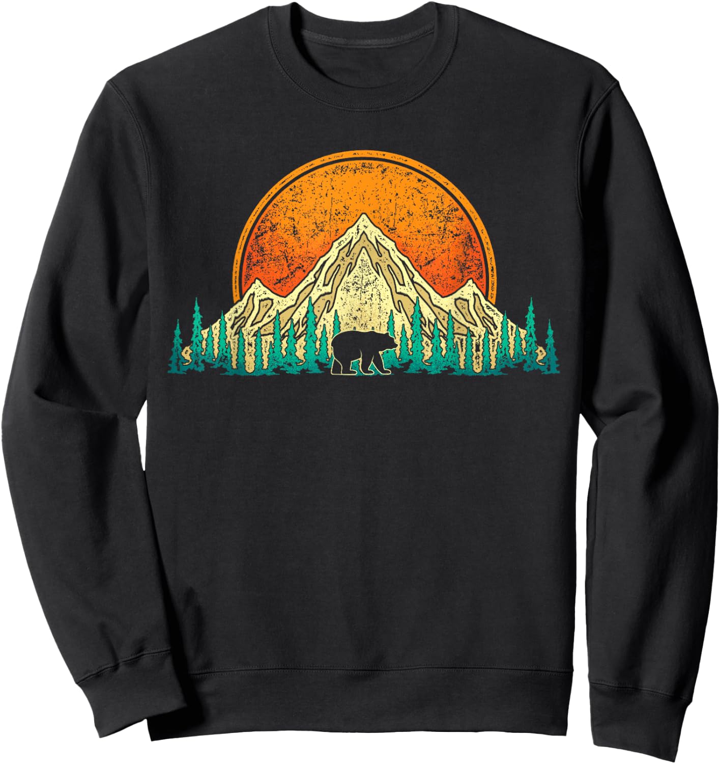 Hiking Mountains Nature Trees Outdoor Hiker Wildlife Forest Sweatshirt - Sweatshirt | Black