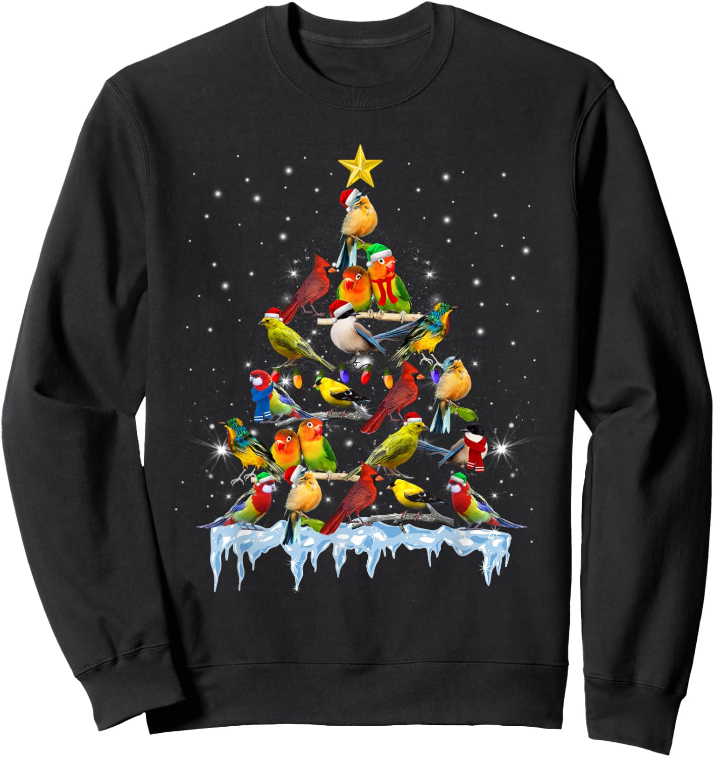 Parrot Christmas Tree Lights Funny Bird Lover Parrot Sweatshirt - Sweatshirt | Black