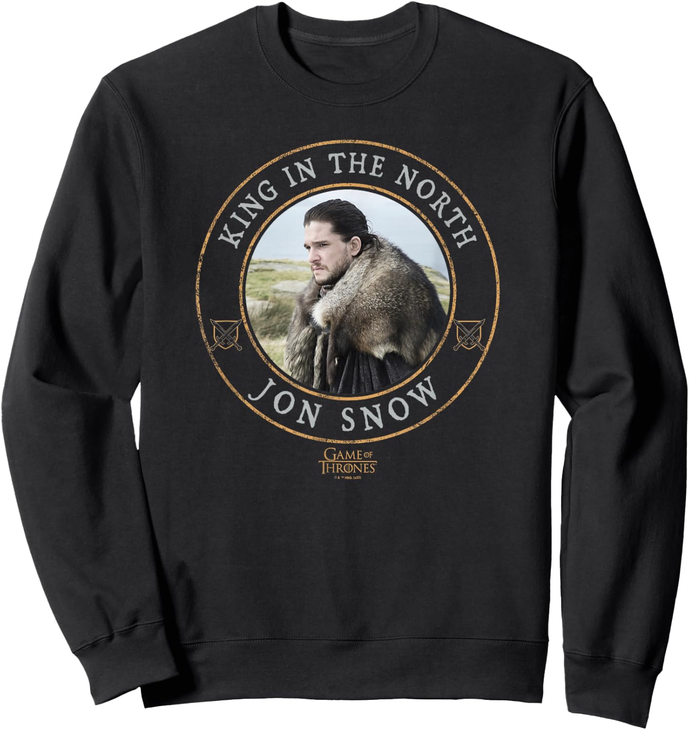 Game Of Thrones King In The North Jon Snow Circle Badge Sweatshirt - Sweatshirt | Black