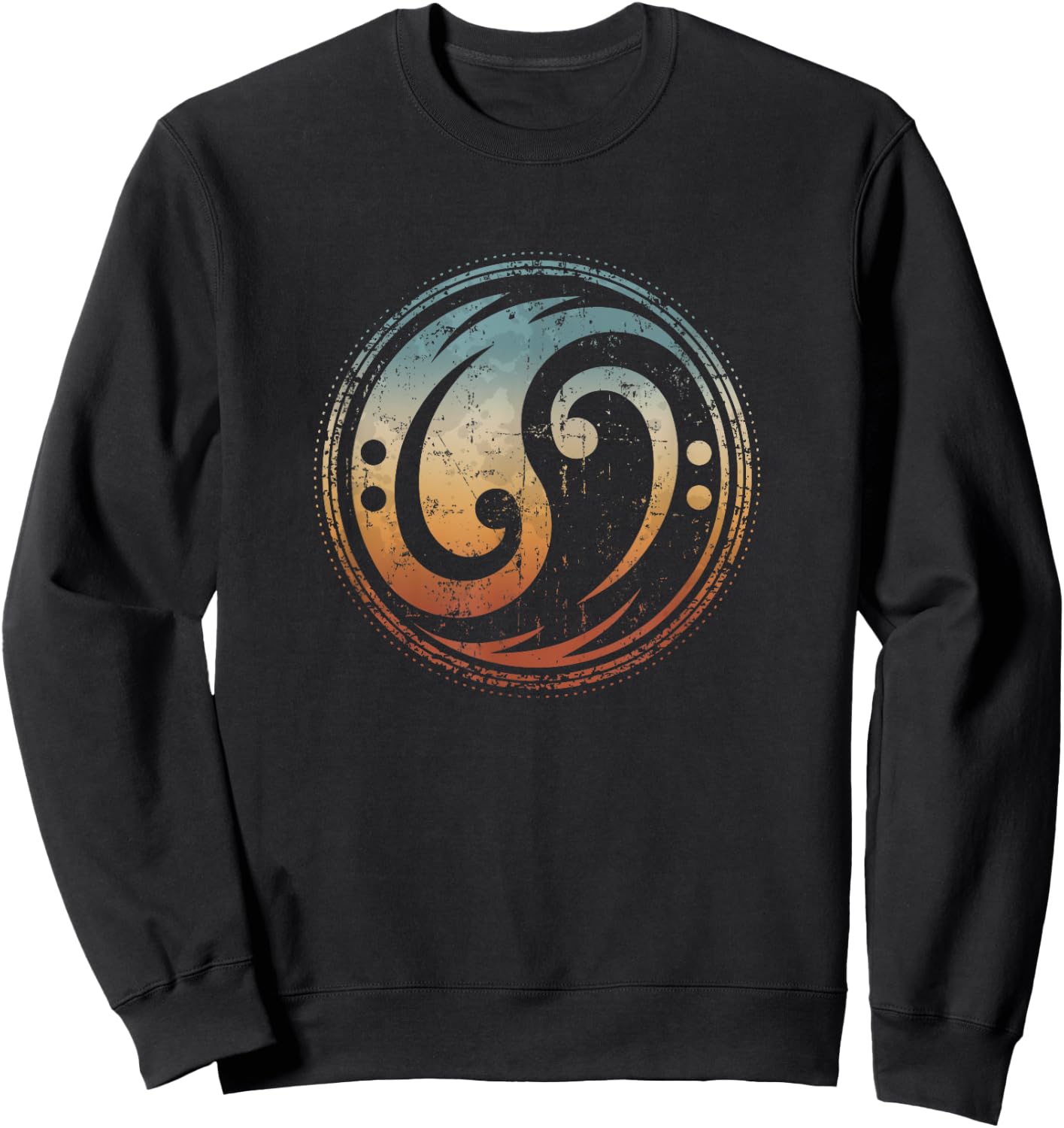 Bass Guitar Clef Yin Yang Vintage for Bassist & Bass Player Sweatshirt - Sweatshirt | Black