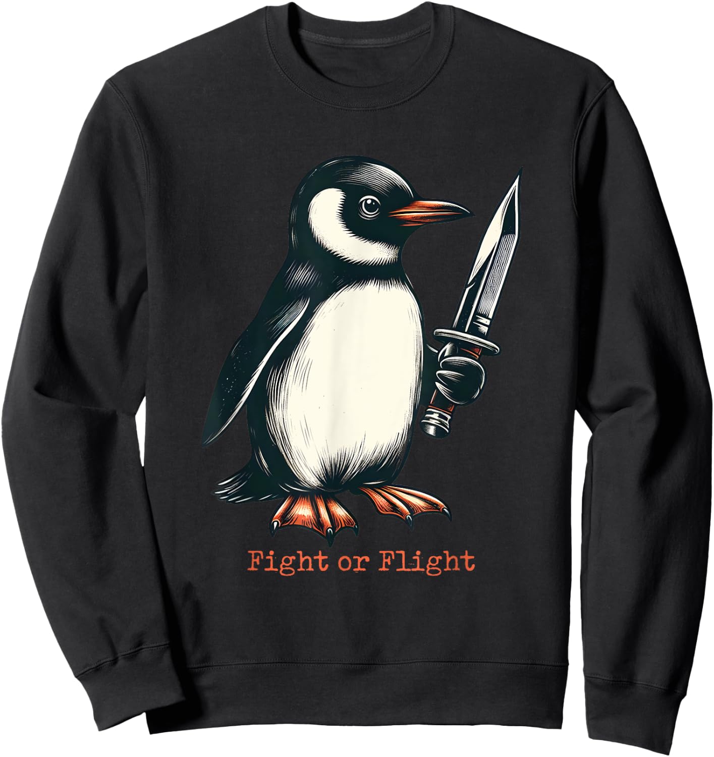 Fight or Flight Penguin Sweatshirt - Sweatshirt | Black