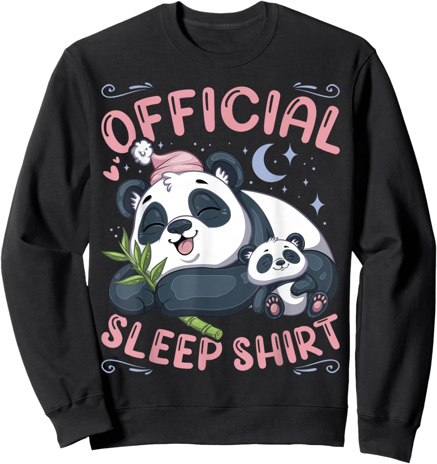 Official Sleep Shirt, Panda Bear with Puppy Sweatshirt - Sweatshirt | Black