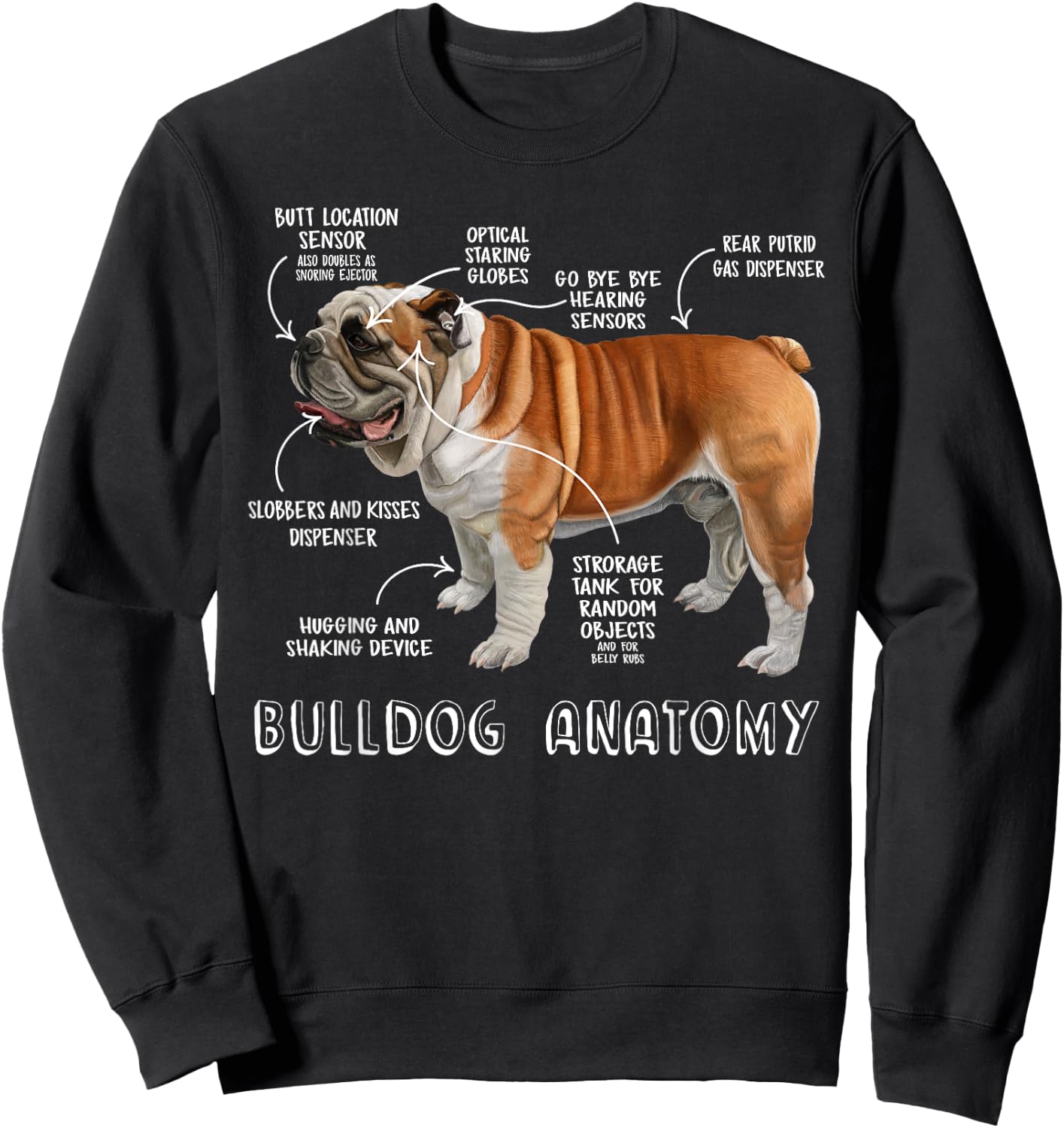 Cute English Bulldog Anatomy Dog Lover Funny Gift Sweatshirt - Sweatshirt | Black