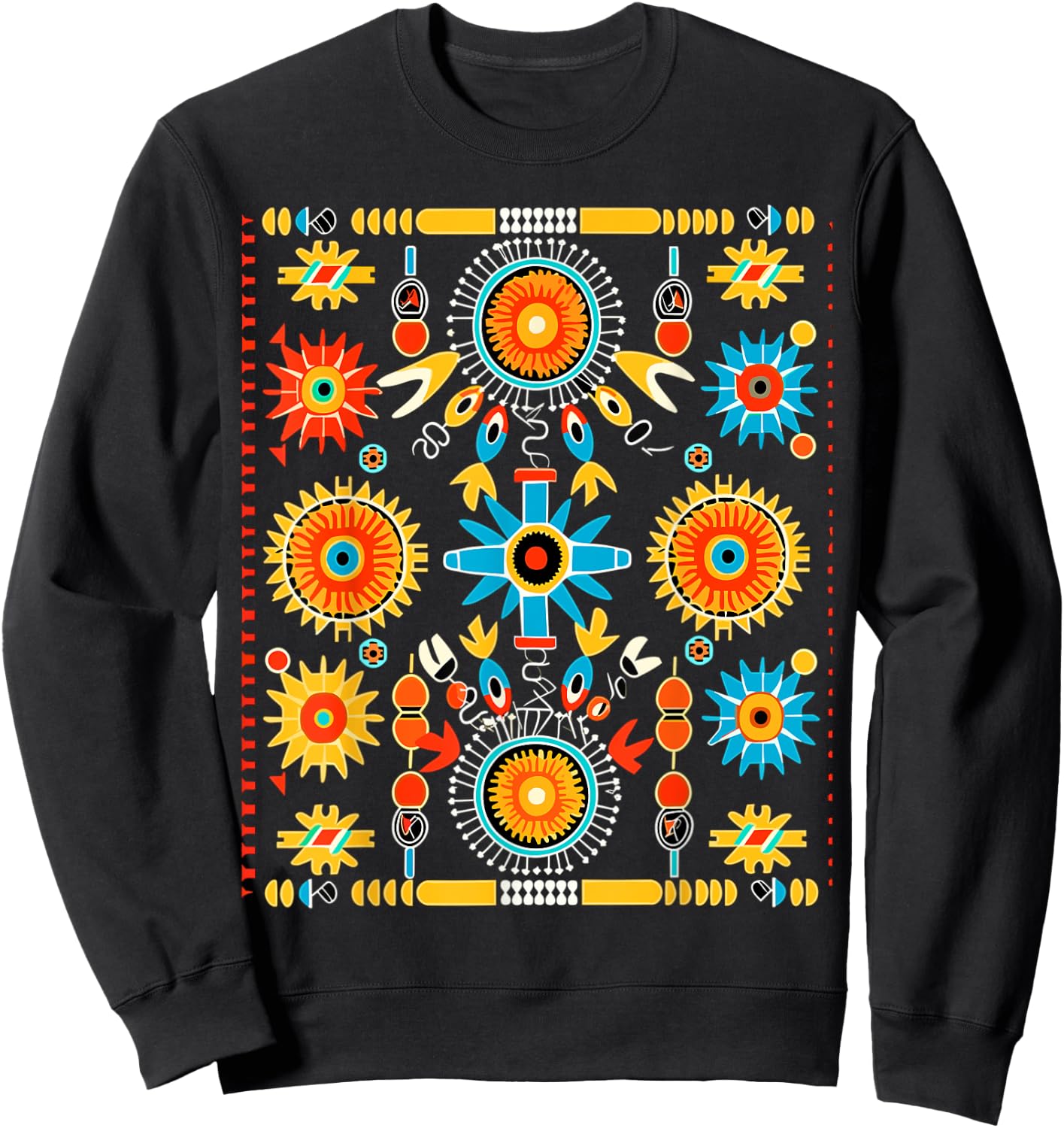 Native American Tribal Art Navajo Textile Design Style Sweatshirt - Sweatshirt | Black