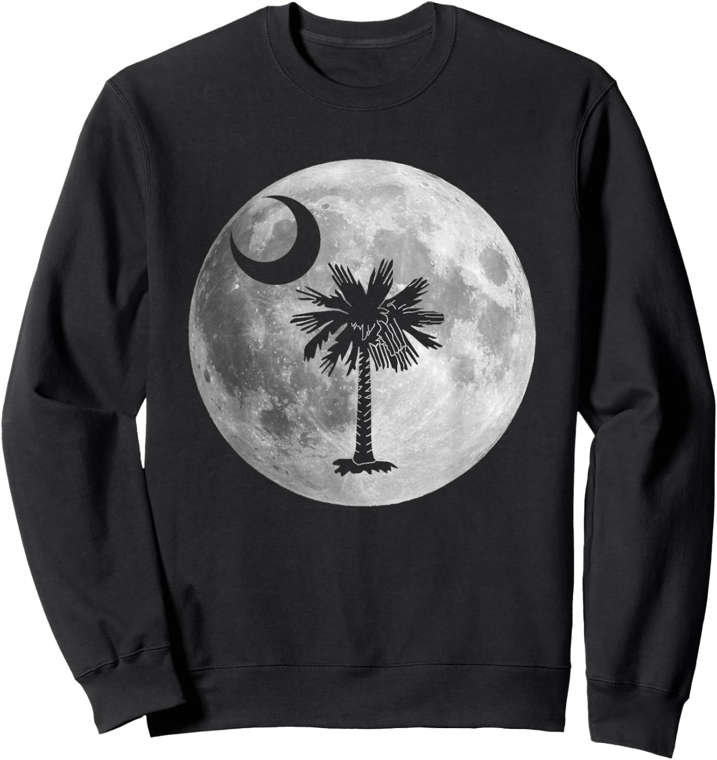 South Carolina Flag Palmetto Tree Moon In Moon Silhouette Sweatshirt - Sweatshirt | Black